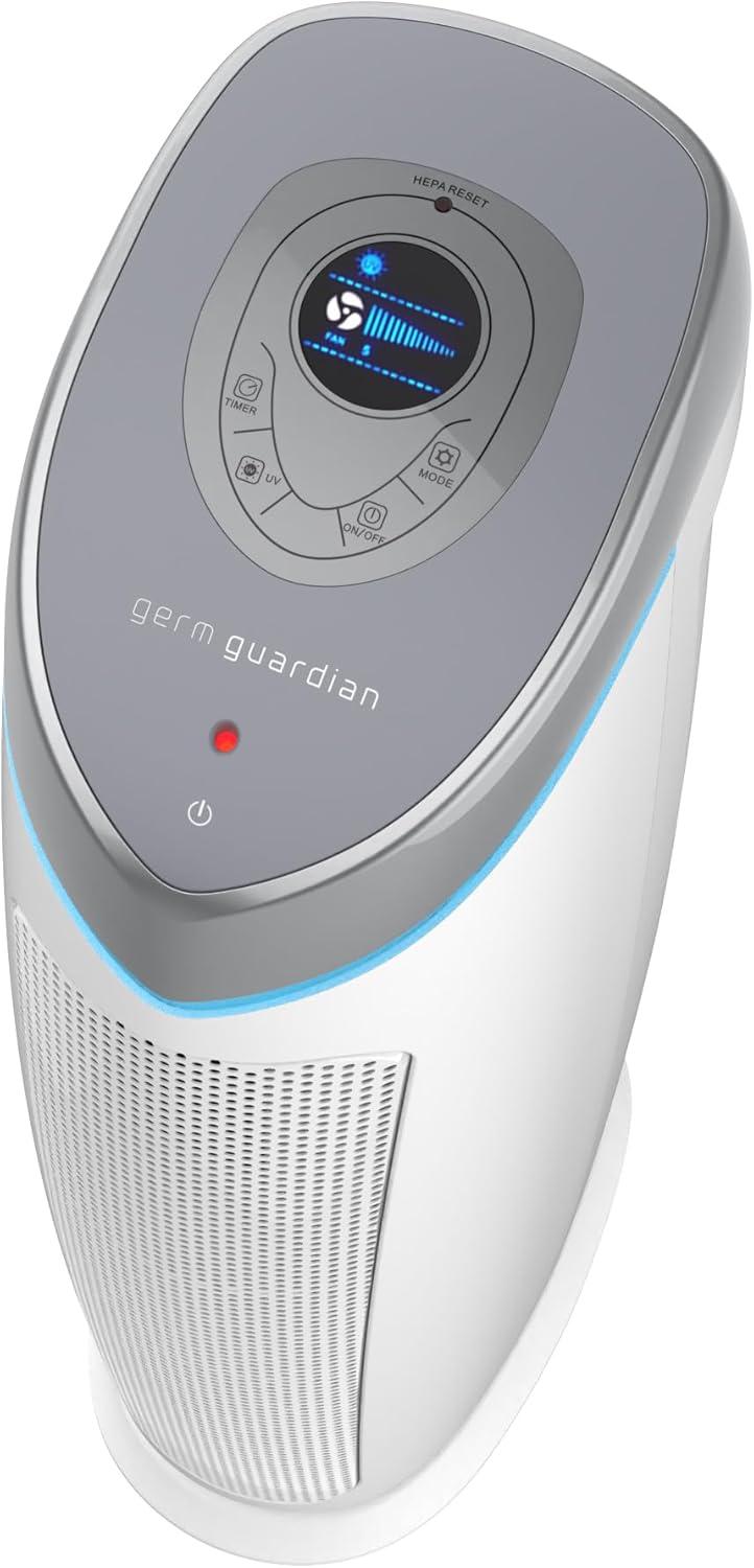 image:imageGermGuardian 5In1 HEPA Air Purifier for Home Large Rooms Up To 915 Sq Ft with HEPA Pet Air Filter UVC Light amp Odor Reduction AC5250PT 28 Tower GrayAC5250WPT