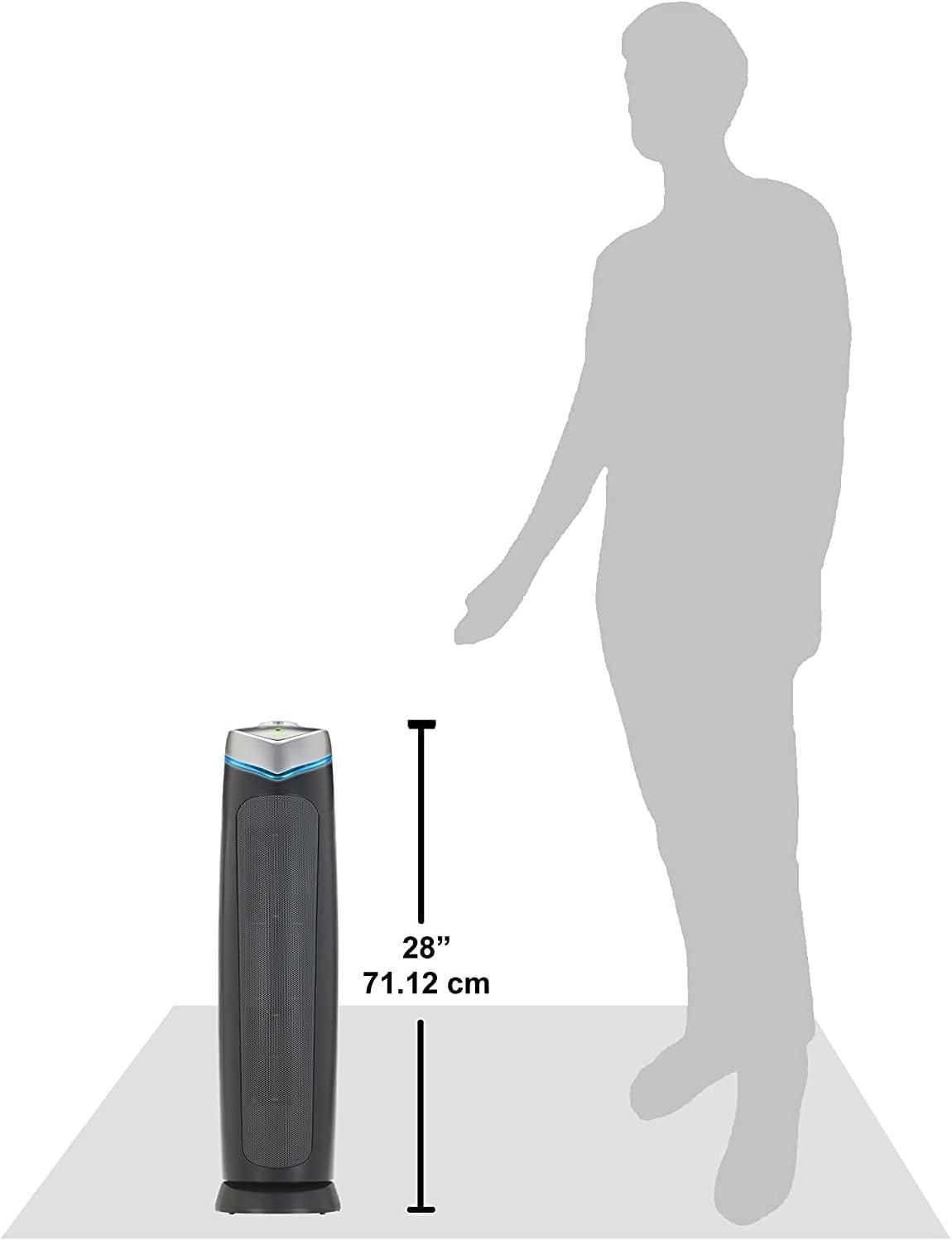 image:imageGermGuardian 5In1 HEPA Air Purifier for Home Large Rooms Up To 915 Sq Ft with HEPA Pet Air Filter UVC Light amp Odor Reduction AC5250PT 28 Tower GrayAC5000E