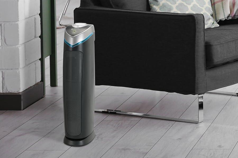 image:imageGermGuardian 5In1 HEPA Air Purifier for Home Large Rooms Up To 915 Sq Ft with HEPA Pet Air Filter UVC Light amp Odor Reduction AC5250PT 28 Tower GrayAC5000E