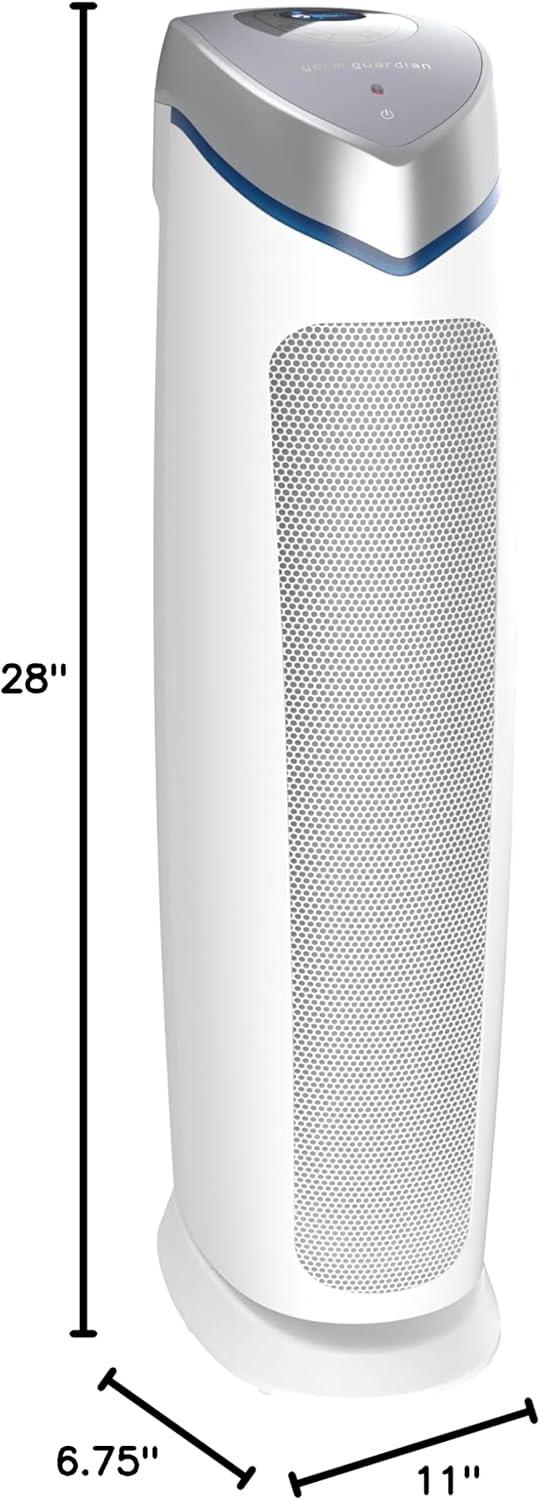 image:imageGermGuardian 5In1 HEPA Air Purifier for Home Large Rooms Up To 915 Sq Ft with HEPA Pet Air Filter UVC Light amp Odor Reduction AC5250PT 28 Tower GrayAC5250WPT