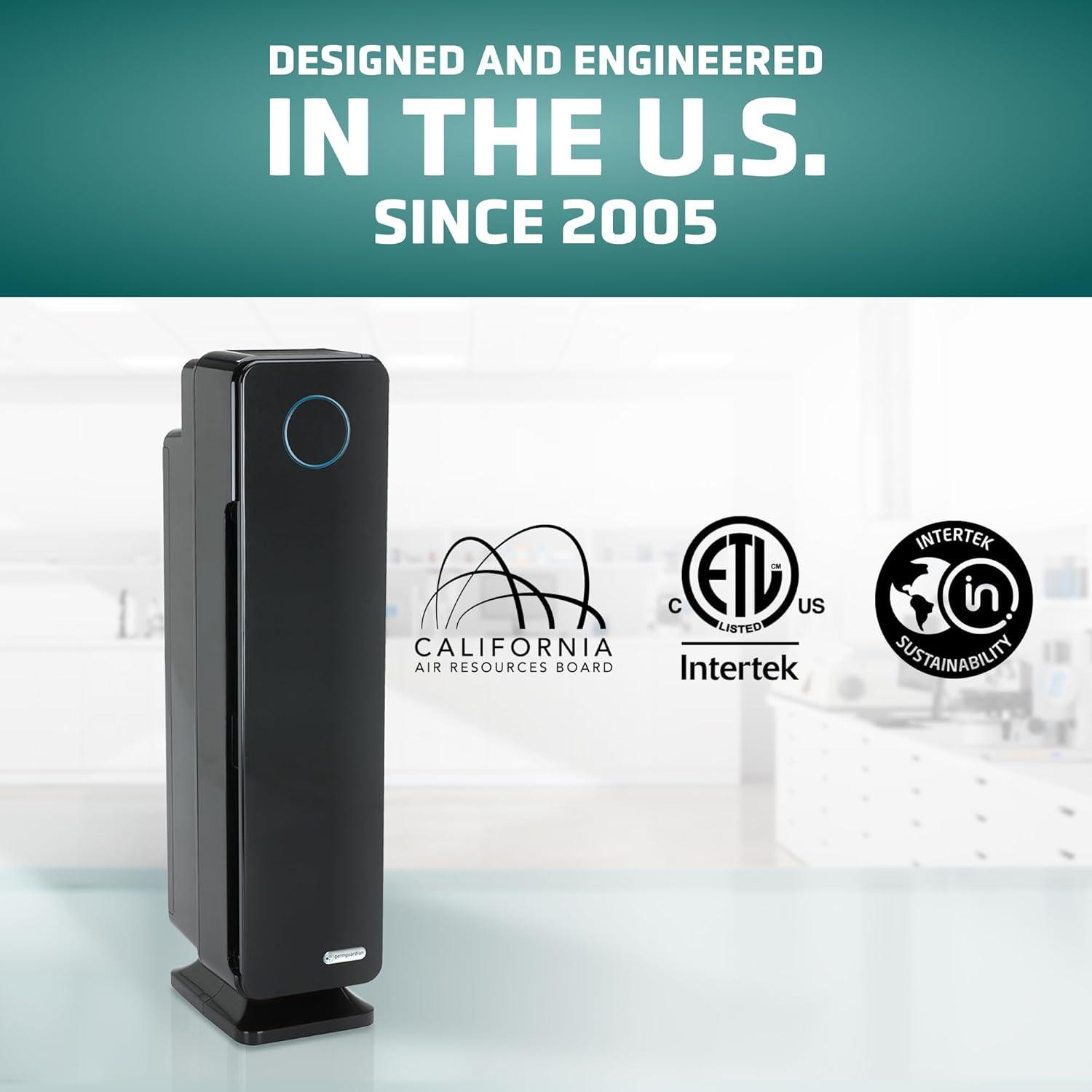 image:imageGermGuardian Air Purifier for Home with HEPA Pure Filter for Wildfire Smoke Pet Dander Pollen Odors Large Rooms Up To 870 Sq Ft Removes 9997 Pollutants UVC Light 28 AC5350B BlackBlack