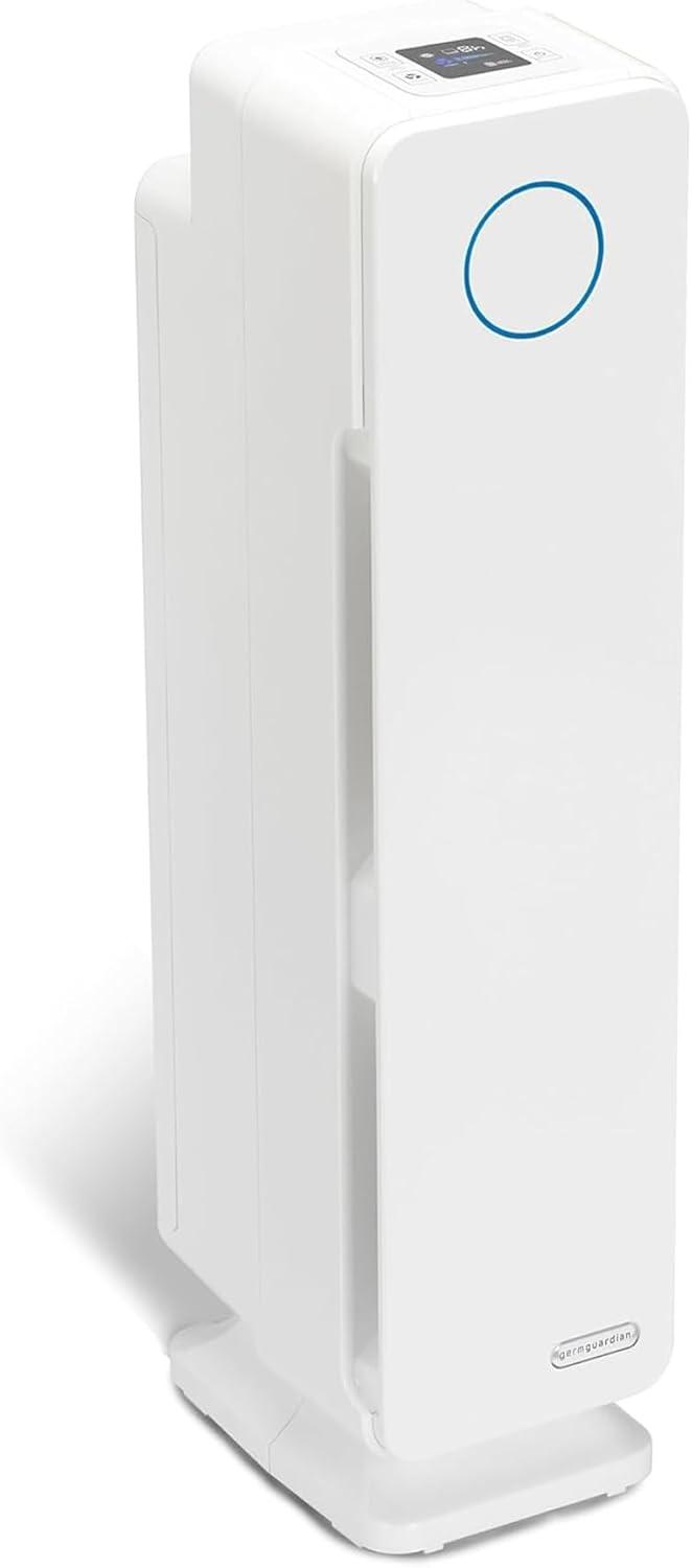 image:imageGermGuardian Air Purifier for Home with HEPA Pure Filter for Wildfire Smoke Pet Dander Pollen Odors Large Rooms Up To 870 Sq Ft Removes 9997 Pollutants UVC Light 28 AC5350B BlackWhite