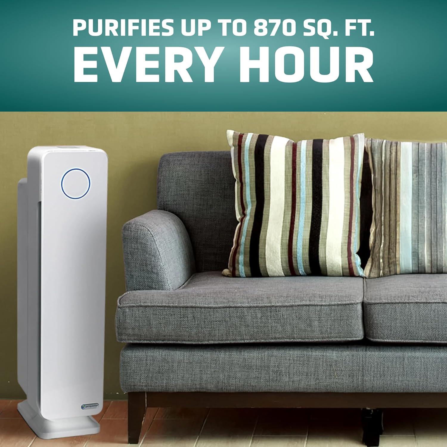 image:imageGermGuardian Air Purifier for Home with HEPA Pure Filter for Wildfire Smoke Pet Dander Pollen Odors Large Rooms Up To 870 Sq Ft Removes 9997 Pollutants UVC Light 28 AC5350B BlackWhite