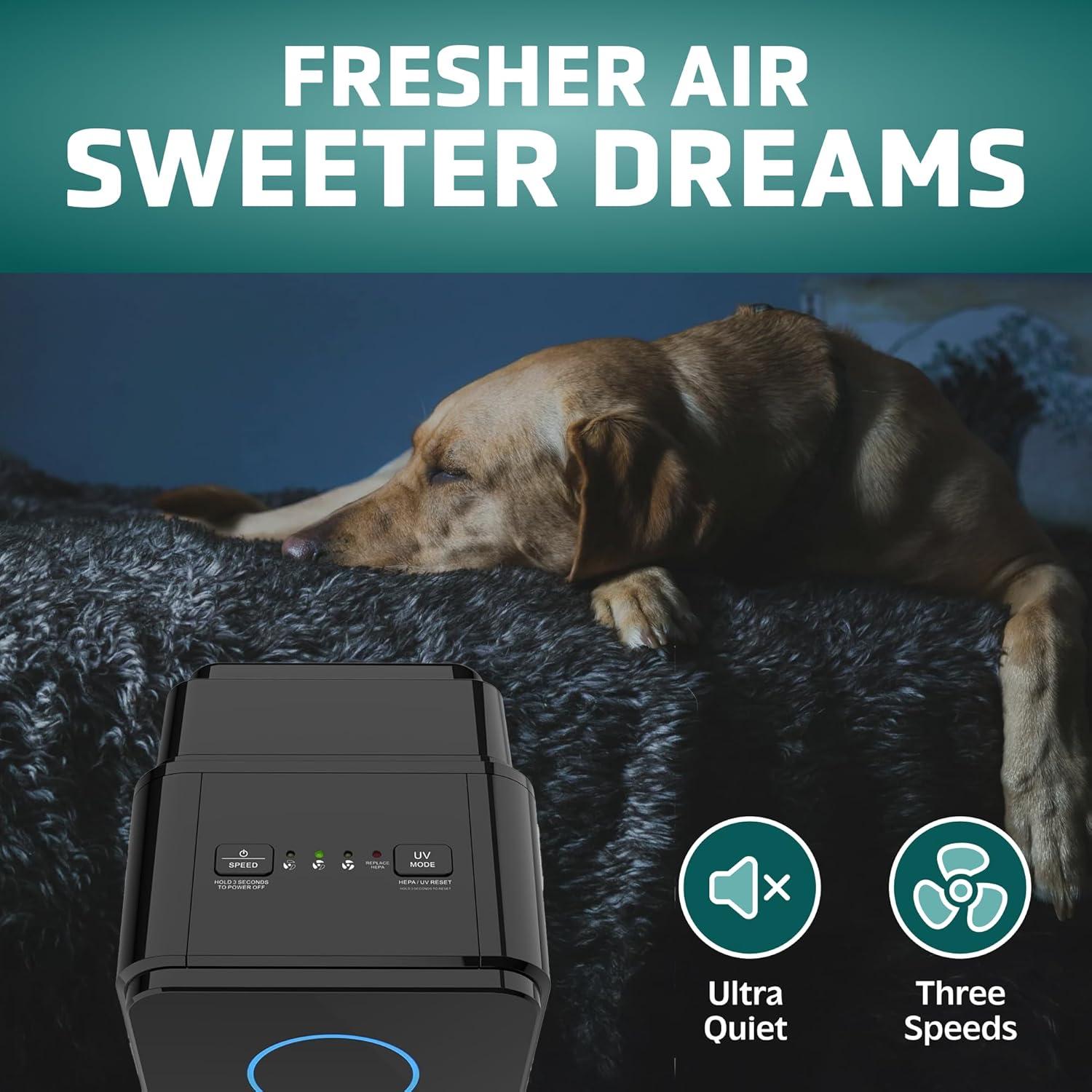 image:imageGermGuardian Air Purifier for Home with HEPA Pure Filter for Wildfire Smoke Pet Dander Pollen Odors Large Rooms Up To 870 Sq Ft Removes 9997 Pollutants UVC Light 28 AC5350B BlackBlack