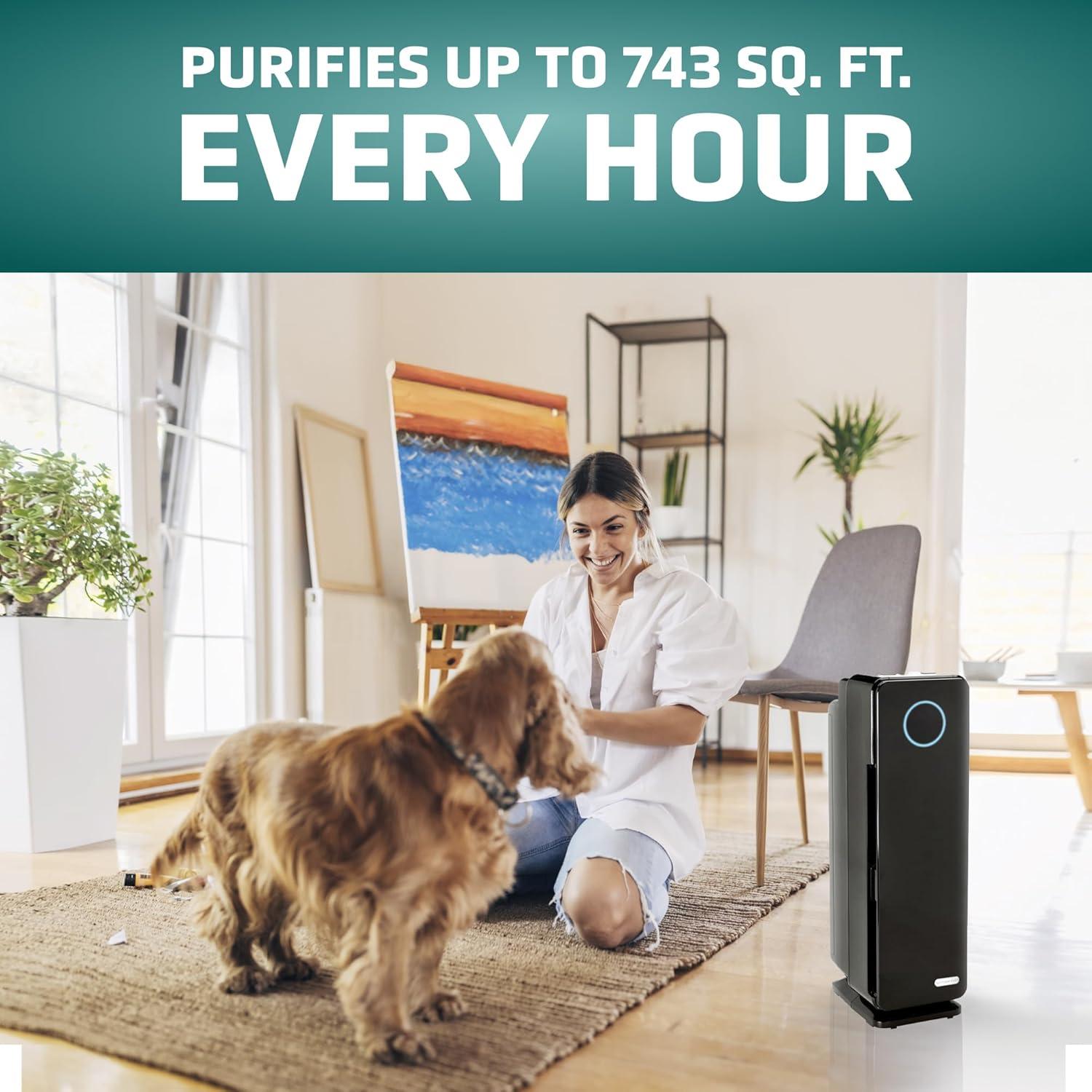 image:imageGermGuardian Air Purifier for Home with HEPA Pure Filter for Wildfire Smoke Pet Dander Pollen Odors Large Rooms Up To 870 Sq Ft Removes 9997 Pollutants UVC Light 28 AC5350B BlackBlack