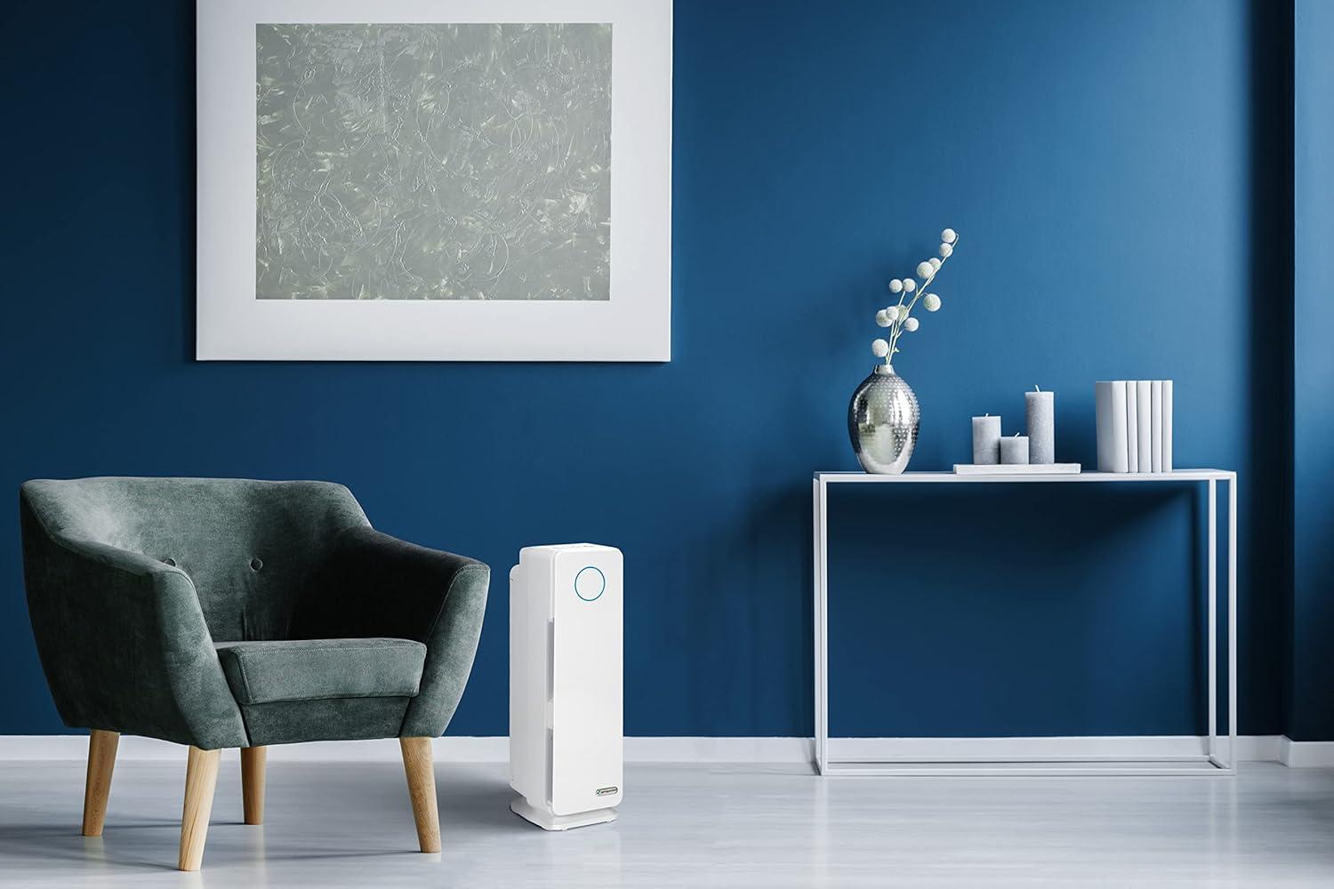 image:imageGermGuardian Air Purifier for Home with HEPA Pure Filter for Wildfire Smoke Pet Dander Pollen Odors Large Rooms Up To 870 Sq Ft Removes 9997 Pollutants UVC Light 28 AC5350B BlackWhite