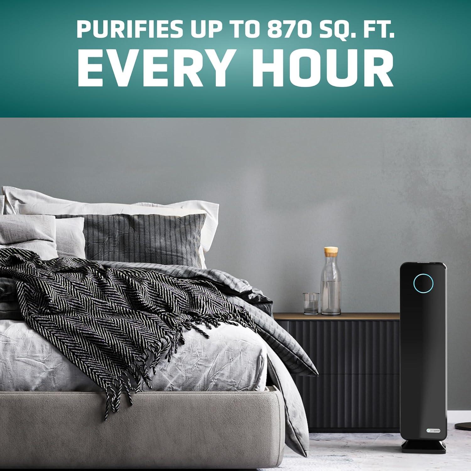 image:imageGermGuardian Air Purifier for Home with HEPA Pure Filter for Wildfire Smoke Pet Dander Pollen Odors Large Rooms Up To 870 Sq Ft Removes 9997 Pollutants UVC Light 28 AC5350B BlackBlack