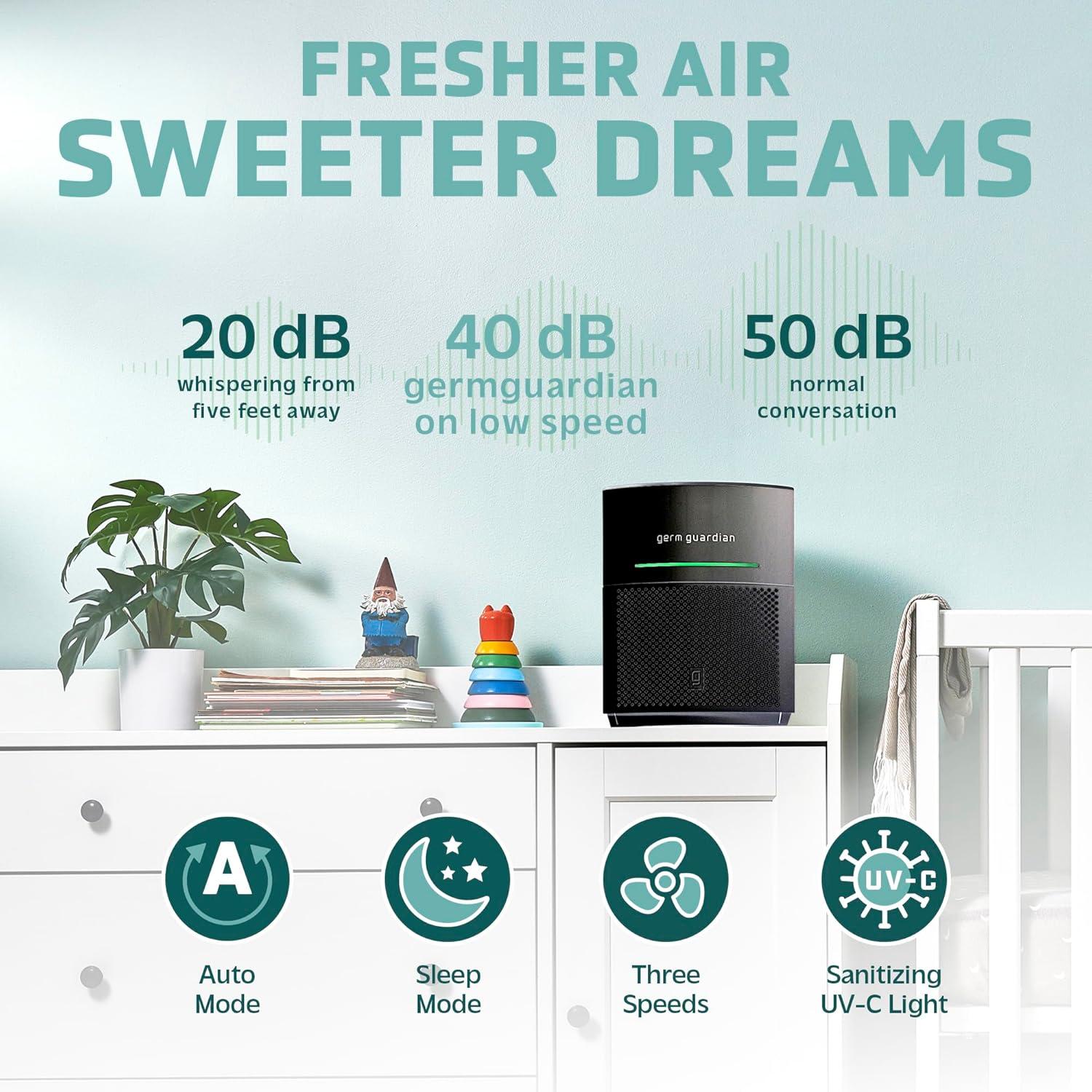 image:imageGermGuardian Airsafe HEPA Air Purifier for Home Large Rooms Up To 1043 Sq Ft with HEPA Air Filter UVC Light amp Air Quality Sensor AC3000B BlackAirsafe Intelligent Air Purifier with UVC light Black