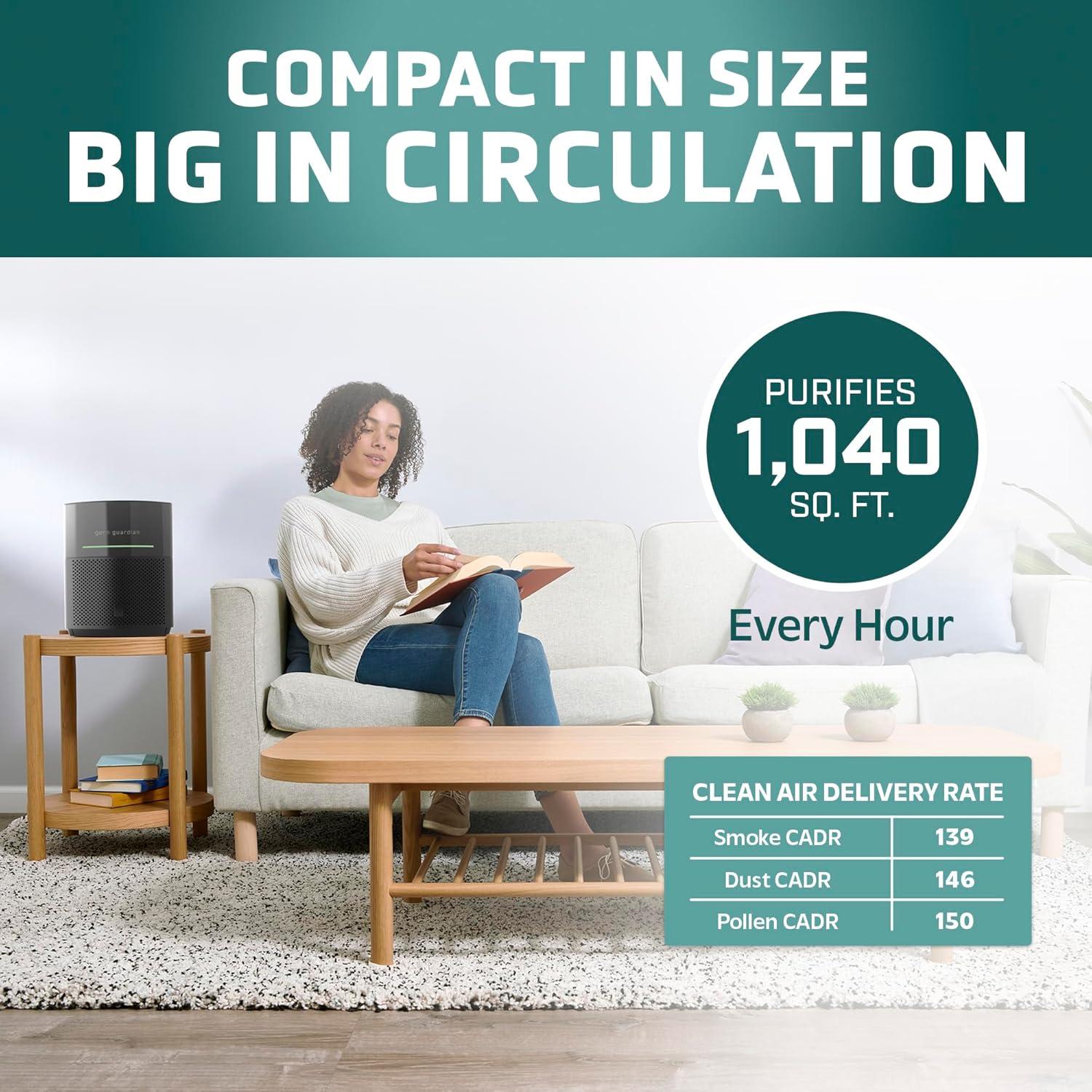 image:imageGermGuardian Airsafe HEPA Air Purifier for Home Large Rooms Up To 1043 Sq Ft with HEPA Air Filter UVC Light amp Air Quality Sensor AC3000B BlackAirsafe Intelligent Air Purifier with UVC light Black