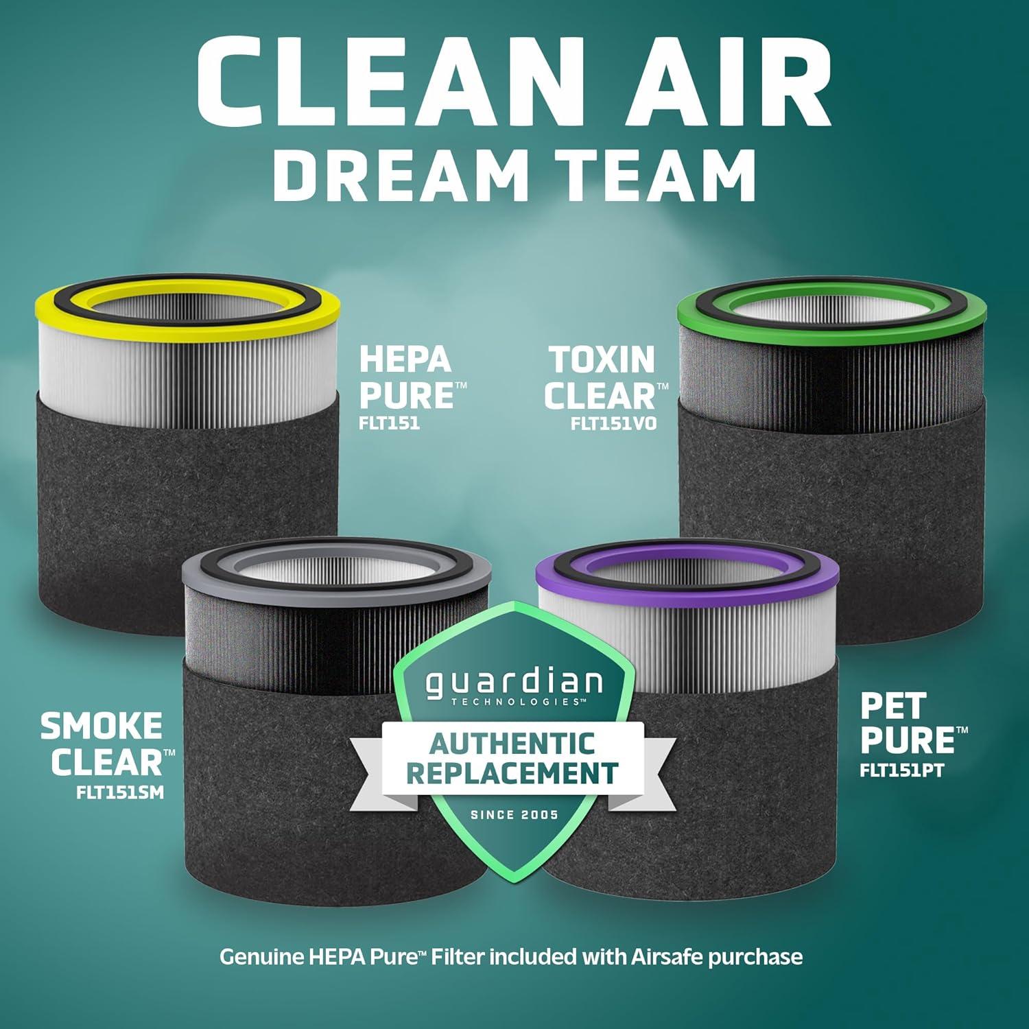 image:imageGermGuardian Airsafe HEPA Air Purifier for Home Large Rooms Up To 1043 Sq Ft with HEPA Air Filter UVC Light amp Air Quality Sensor AC3000B BlackAirsafe Intelligent Air Purifier with UVC light Black