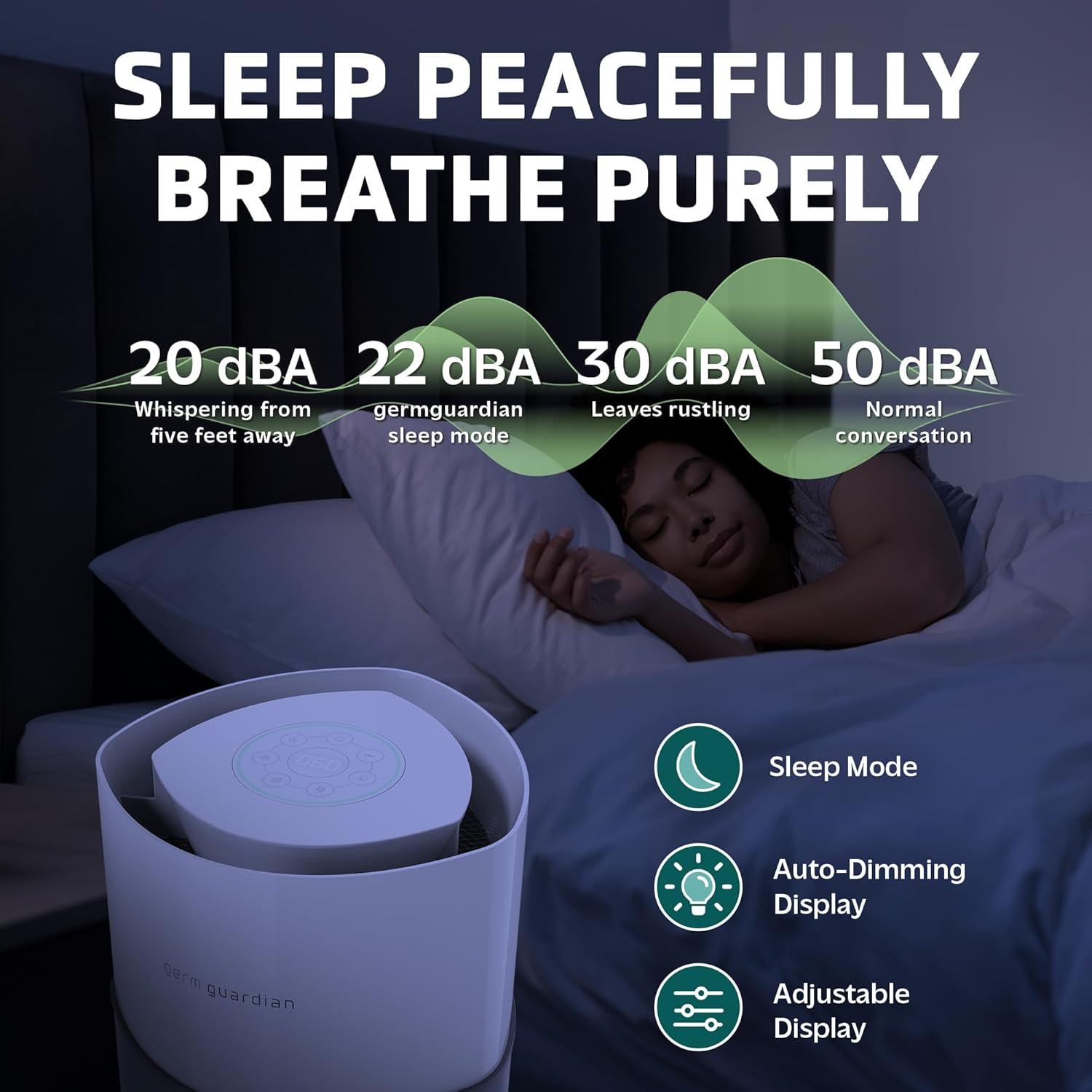 image:imageGermGuardian Airsafe XL Intelligent Air Purifier for Home Wildfire Smoke Pollen Odors with HEPA Pure Filter UVC Air Quality Indicator for Large Rooms 1680 sq ft 20 GrayWhite AC3200