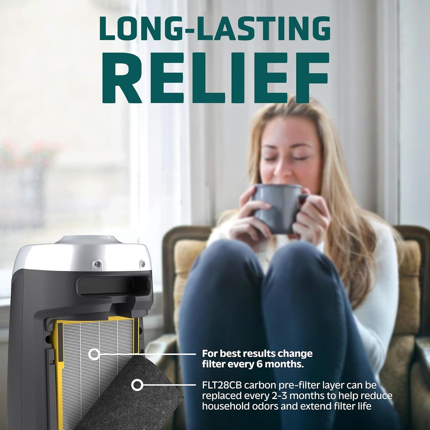 image:imageGermGuardian Filter C HEPA Pure Genuine Air Purifier Filter Removes 9997 of Pollutants Wildfire Smoke Odors for AC5250PT AC5000 AC5300 AC5350 AP2800 4Pack BlackYellow FLT50004PKHEPA Pure