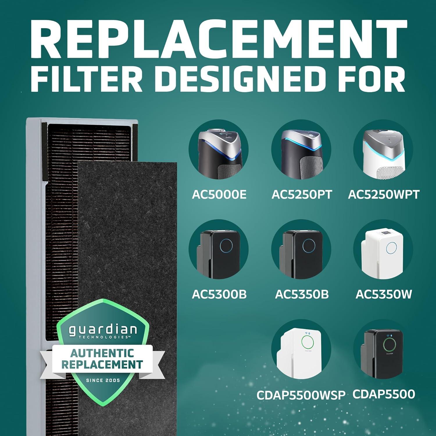 image:imageGermGuardian Filter C HEPA Pure Genuine Air Purifier Filter Removes 9997 of Pollutants Wildfire Smoke Odors for AC5250PT AC5000 AC5300 AC5350 AP2800 4Pack BlackYellow FLT50004PKHEPA Smoke
