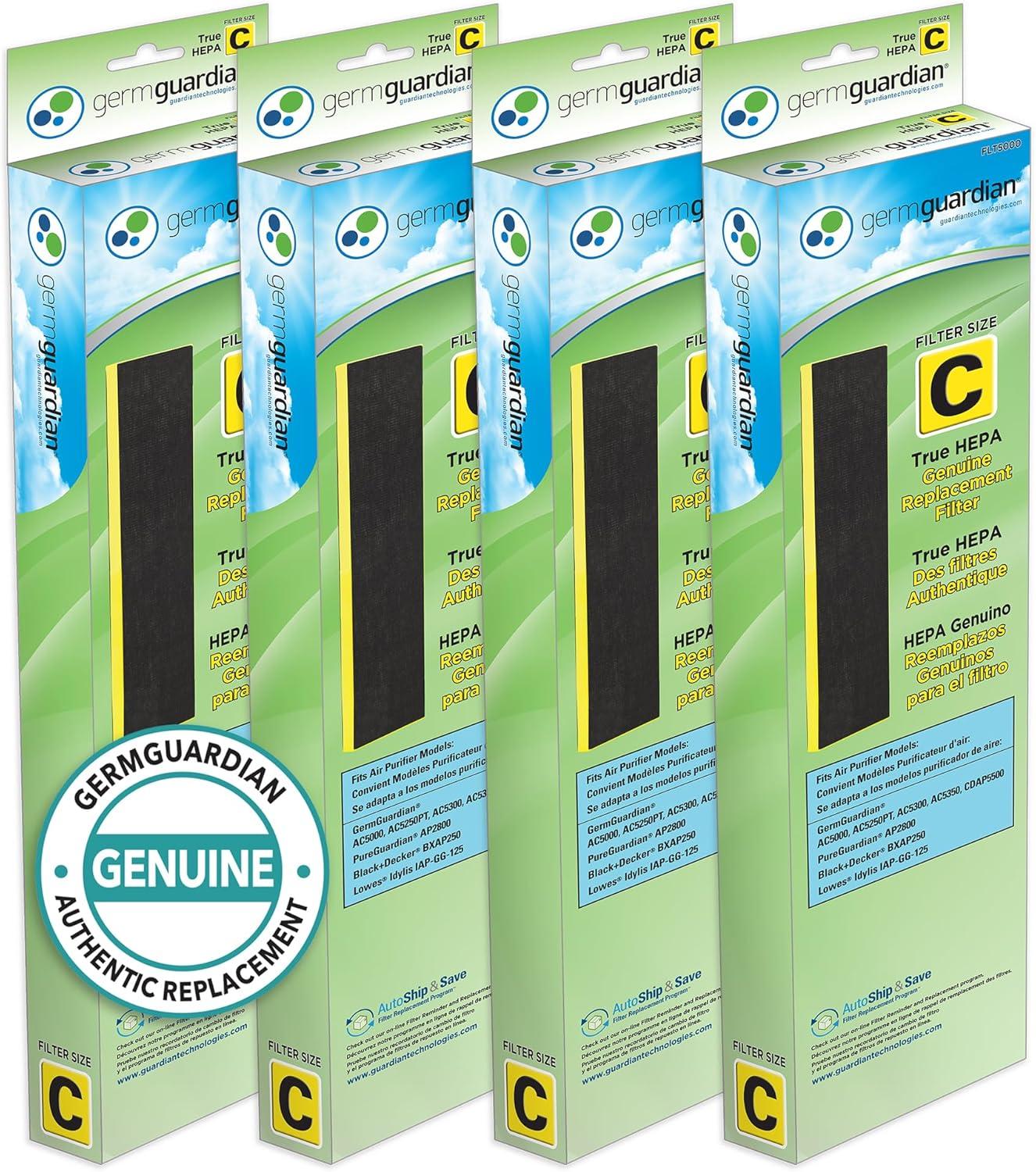 image:imageGermGuardian Filter C HEPA Pure Genuine Air Purifier Filter Removes 9997 of Pollutants Wildfire Smoke Odors for AC5250PT AC5000 AC5300 AC5350 AP2800 4Pack BlackYellow FLT50004PKHEPA Pure