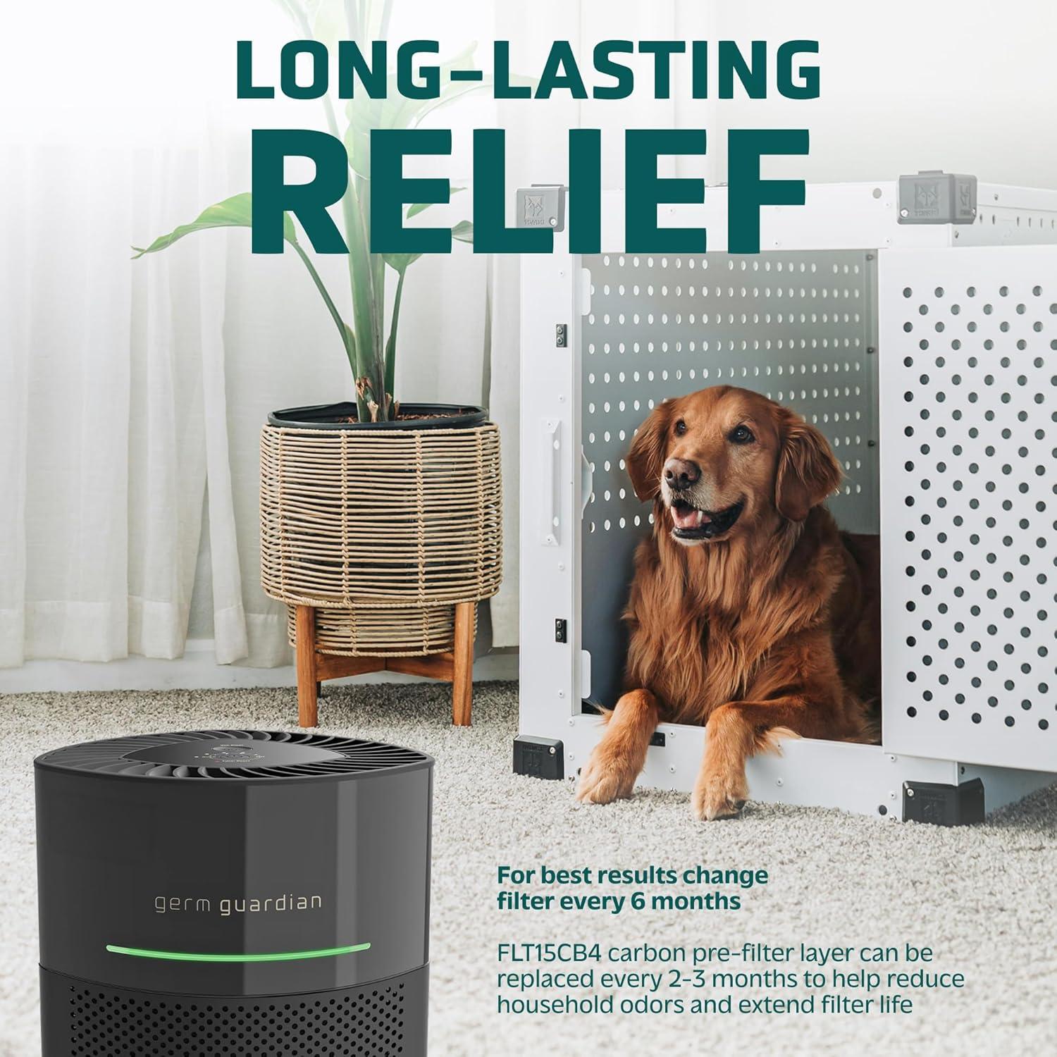 image:imageGermGuardian Filter V HEPA Pure Genuine Air Purifier Replacement Filter Removes 9997 of Pollutants Wildfire Smoke Odors for Models AC3000W AC3000B AC3050 AP3151 AC151 BlackYellow FLT151FLT151PT