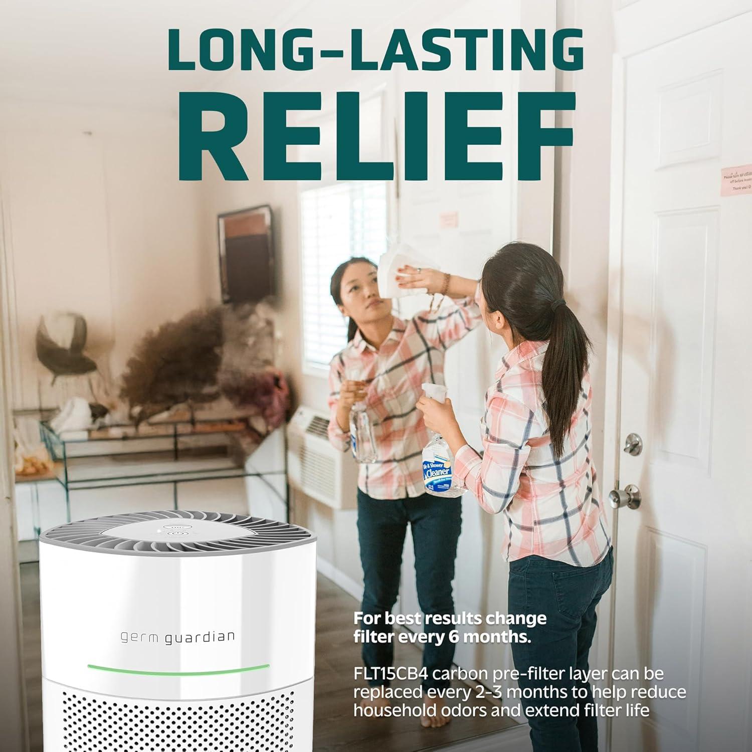 image:imageGermGuardian Filter V HEPA Pure Genuine Air Purifier Replacement Filter Removes 9997 of Pollutants Wildfire Smoke Odors for Models AC3000W AC3000B AC3050 AP3151 AC151 BlackYellow FLT151FLT151VO
