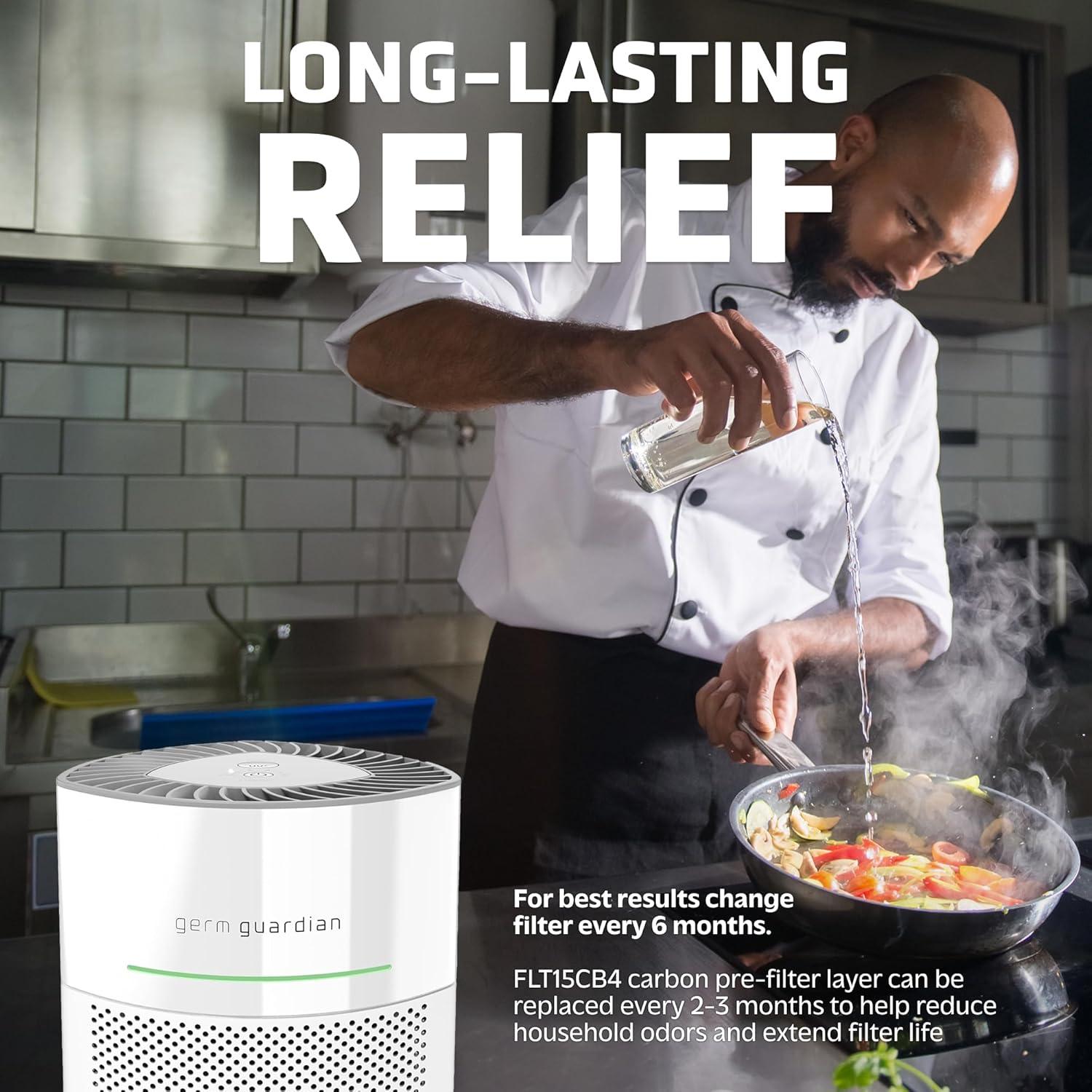 image:imageGermGuardian Filter V HEPA Pure Genuine Air Purifier Replacement Filter Removes 9997 of Pollutants Wildfire Smoke Odors for Models AC3000W AC3000B AC3050 AP3151 AC151 BlackYellow FLT151FLT151SM