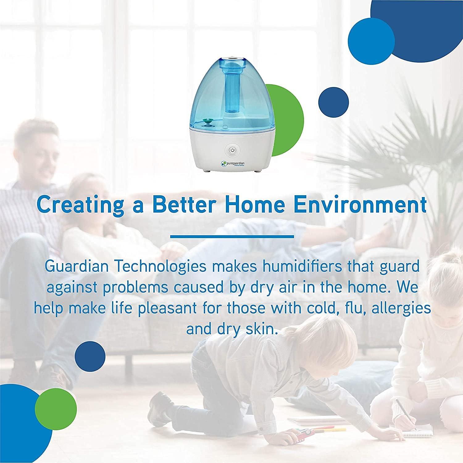 image:imagePure Guardian H910BL Ultrasonic Cool Mist Humidifier 14 Hrs Run Time 210 Sq Ft Coverage Small Rooms Quiet Filter Free1 Count Pack of 1