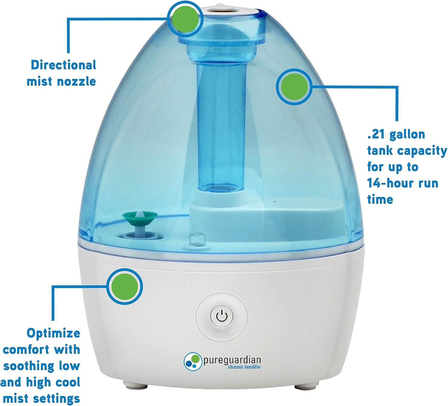 image:imagePure Guardian H910BL Ultrasonic Cool Mist Humidifier 14 Hrs Run Time 210 Sq Ft Coverage Small Rooms Quiet Filter Free1 Count Pack of 1