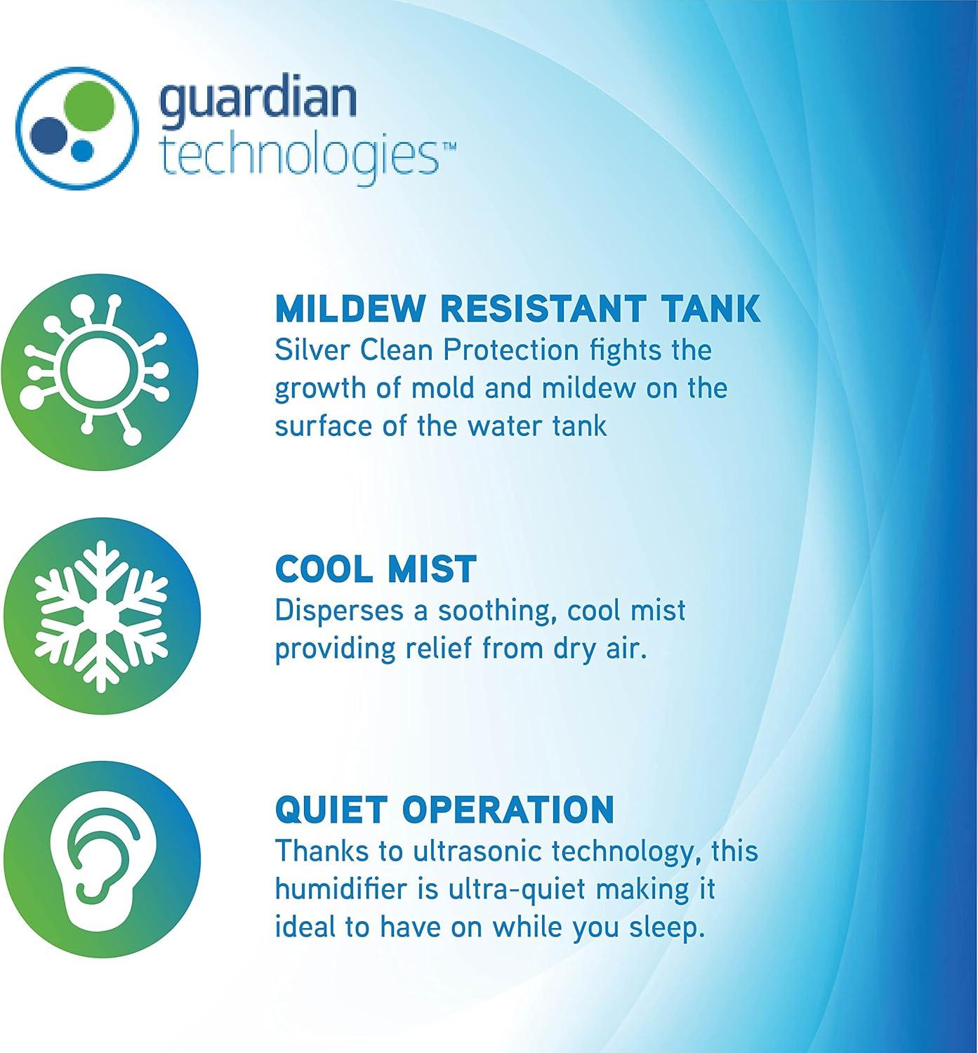 image:imagePure Guardian H910BL Ultrasonic Cool Mist Humidifier 14 Hrs Run Time 210 Sq Ft Coverage Small Rooms Quiet Filter Free1 Count Pack of 2