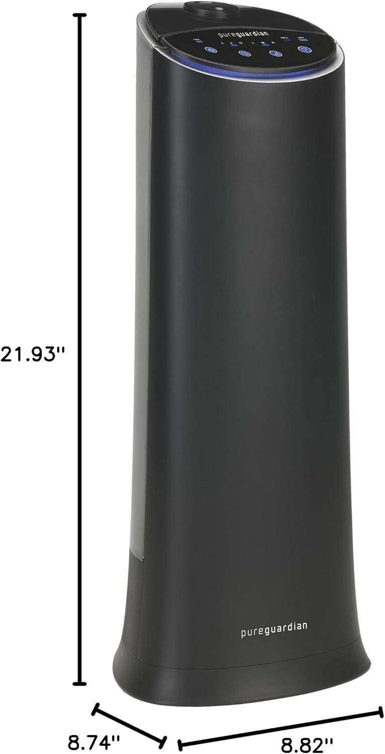 image:imagePure Guardian Ultrasonic Cool Mist Humidifier 100 Hour Run Time 15 Gallon Tank 440 Sq Ft Coverage Medium Rooms Quiet Filter Free Black H3200BARBlack