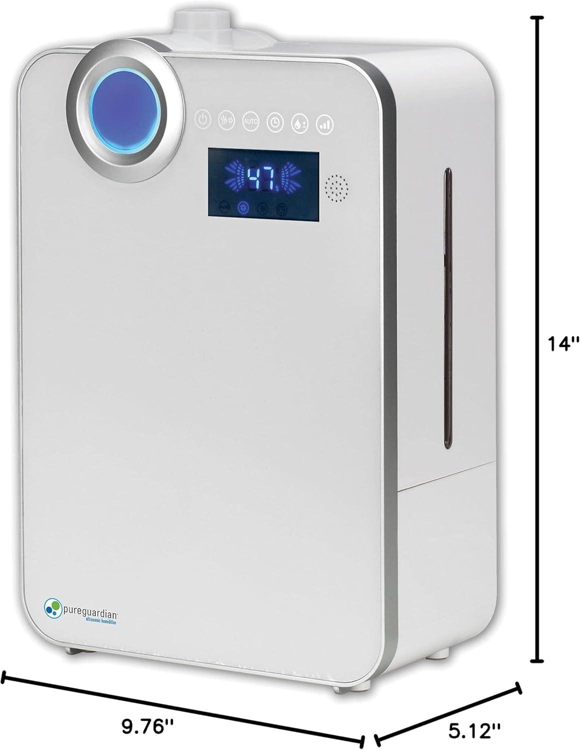 image:imagePureGuardian 10L Output per Day Ultrasonic Warm and Cool Mist Humidifier Large Room Home Office Easy Quiet Operation Digital Display Auto Humidistat Timer Auto ShutOff Pure Guardian H7550Crystal White