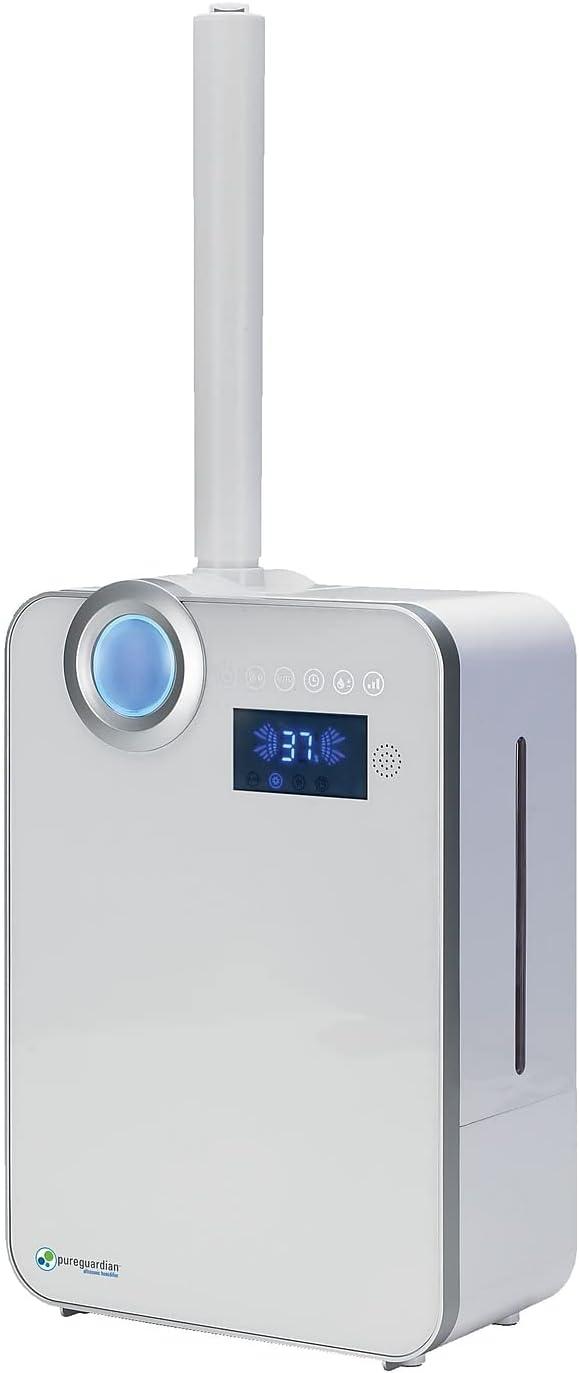 image:imagePureGuardian 10L Output per Day Ultrasonic Warm and Cool Mist Humidifier Large Room Home Office Easy Quiet Operation Digital Display Auto Humidistat Timer Auto ShutOff Pure Guardian H7550Crystal White