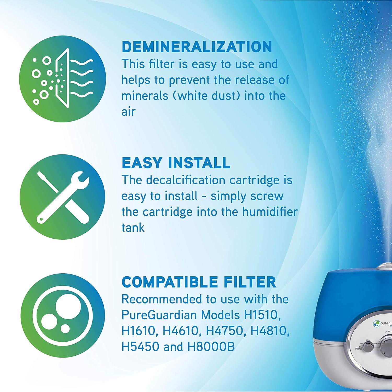 image:imagePureGuardian Humidifier Demineralization Filter Cartridge 1 Prevents Release of Minerals Lasts 1000 Hours White FLTDC1 Count Pack of 1
