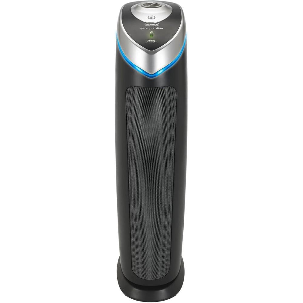 image:imageGermGuardian 5In1 HEPA Air Purifier for Home Large Rooms Up To 915 Sq Ft with HEPA Pet Air Filter UVC Light amp Odor Reduction AC5250PT 28 Tower GrayAC5000E