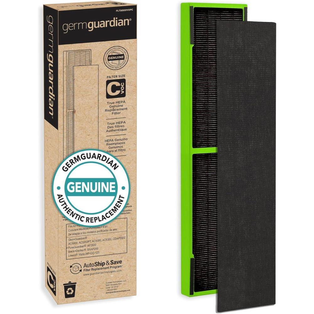 image:imageGermGuardian Filter C HEPA Pure Genuine Air Purifier Filter Removes 9997 of Pollutants Wildfire Smoke Odors for AC5250PT AC5000 AC5300 AC5350 AP2800 4Pack BlackYellow FLT50004PKHEPA Toxin