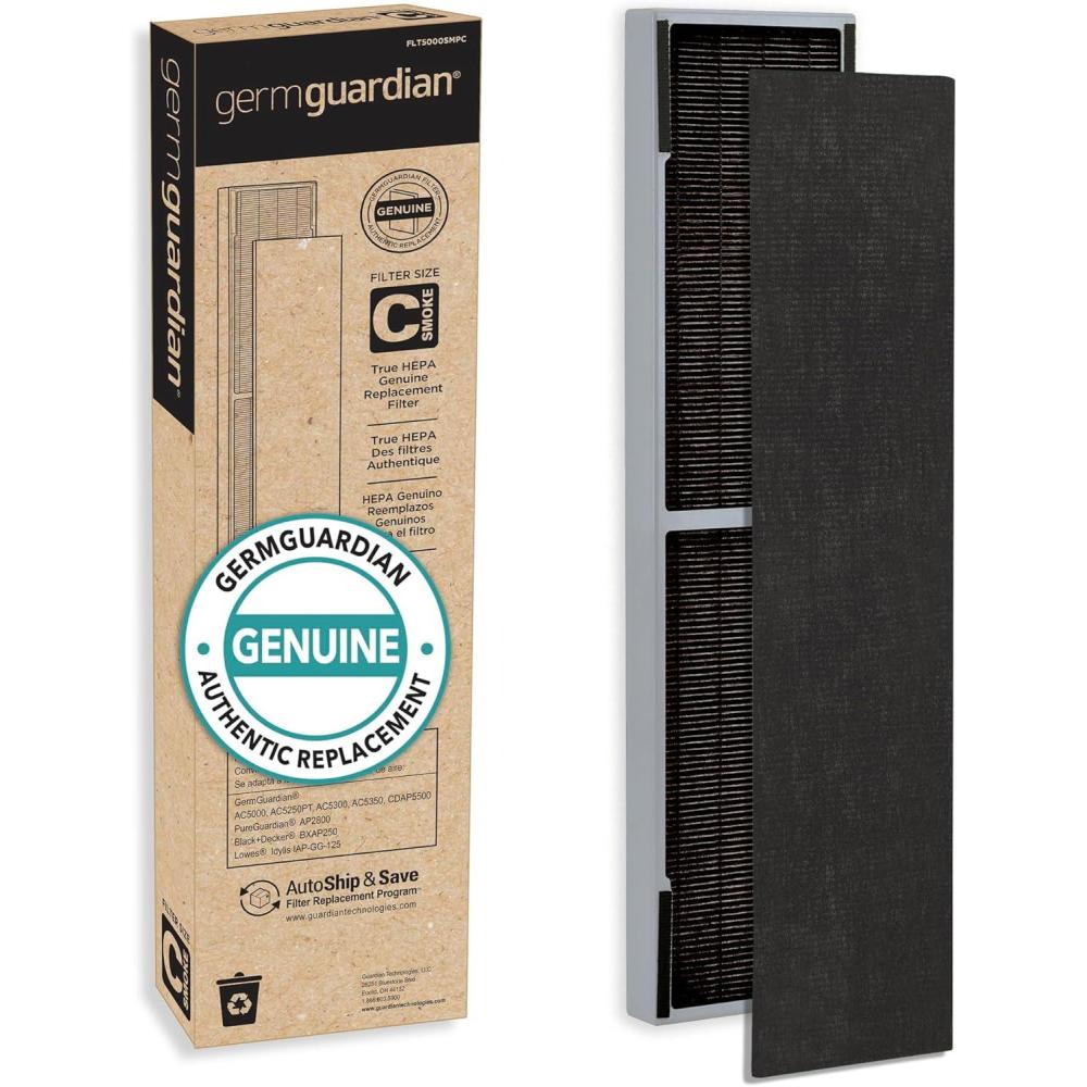 image:imageGermGuardian Filter C HEPA Pure Genuine Air Purifier Filter Removes 9997 of Pollutants Wildfire Smoke Odors for AC5250PT AC5000 AC5300 AC5350 AP2800 4Pack BlackYellow FLT50004PKHEPA Smoke