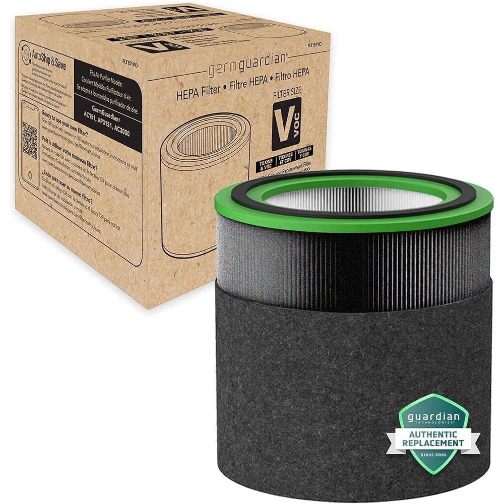 image:imageGermGuardian Filter V HEPA Pure Genuine Air Purifier Replacement Filter Removes 9997 of Pollutants Wildfire Smoke Odors for Models AC3000W AC3000B AC3050 AP3151 AC151 BlackYellow FLT151FLT151VO