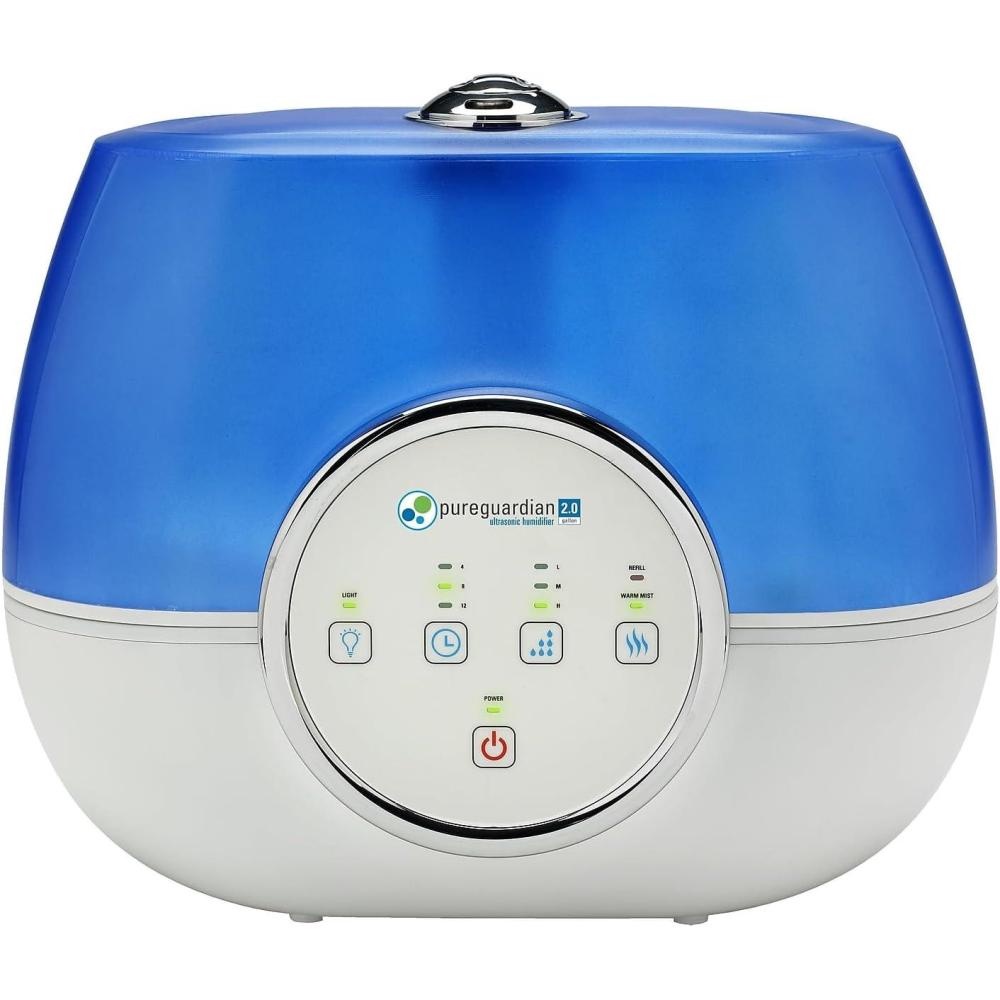 image:imagePureGuardian H4810AR Ultrasonic Warm and Cool Mist Humidifier for Bedrooms Quiet FilterFree 120 Hr 2 Gal Treated Tank Surface Resists Mold Pure Guardian Humidifier with Essential Oil Tray