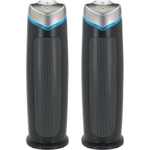 GermGuardian Air Purifier for Home, for Wildfire Smoke, Pets, Pollen, Odor, Mold Spores, Large Rooms Up to 743 Sq. Ft., with HEPA Pure Air Filter, UV-C Light, Air Quality Sensor, 22″, AC4880W, White(AC4825 black 2 pack)