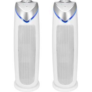 GermGuardian Air Purifier for Home, for Wildfire Smoke, Pets, Pollen, Odor, Mold Spores, Large Rooms Up to 743 Sq. Ft., with HEPA Pure Air Filter, UV-C Light, Air Quality Sensor, 22″, AC4880W, White(AC4825 white 2 pack)