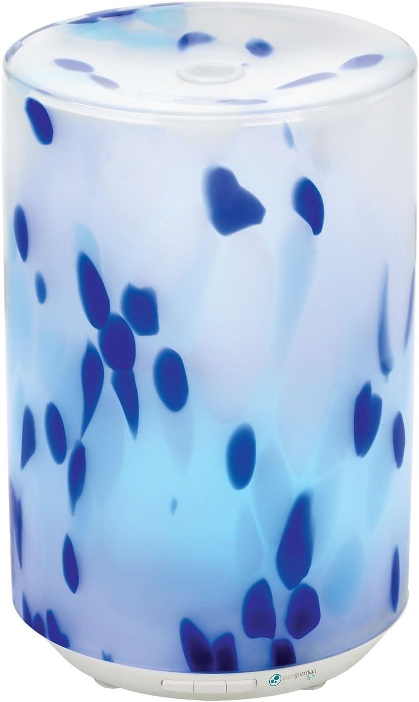 image:imagePureGuardian 200ml Ultrasonic Cool Mist Designer Glass Aromatherapy Essential Oil Diffuser with Night Light amp 3 Speed Mist Options Blue SPA325CA1 Count Pack of 1
