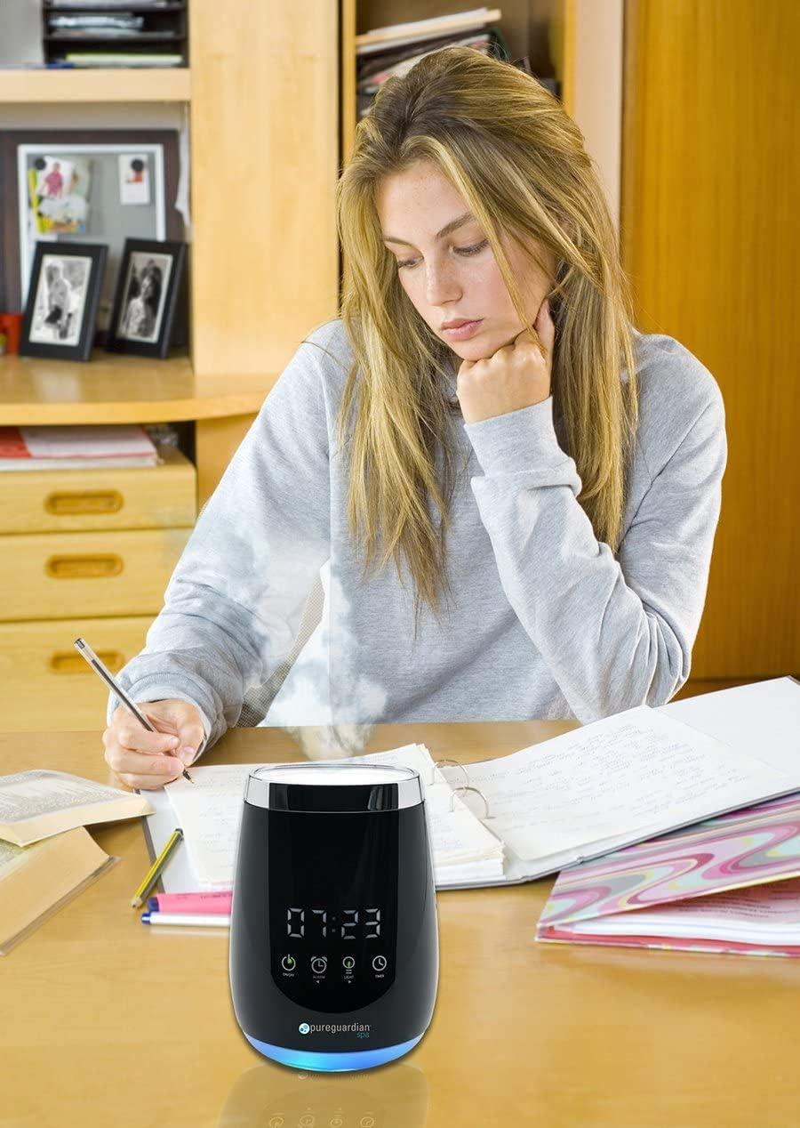 image:imagePureGuardian Diffuser for Essential Oils Ultrasonic Cool Mist Aromatherapy Creates Relaxing Environment Optional Night Light Alarm Clock Timer Up to 58 Hours SPA2601 Count Pack of 1