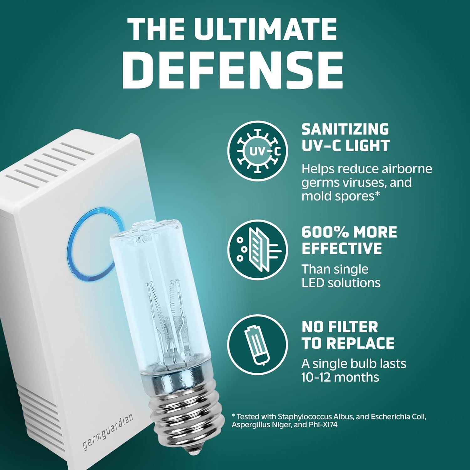 image:imageGerm Guardian GG1100B 7 Pluggable Small Air Purifier Small Room Wall Air Sanitizer Freshens Air UVC Light Kills Germs Reduces Odors From Pets Cooking Mold GermGuardian 1Yr Wty BlackWhite