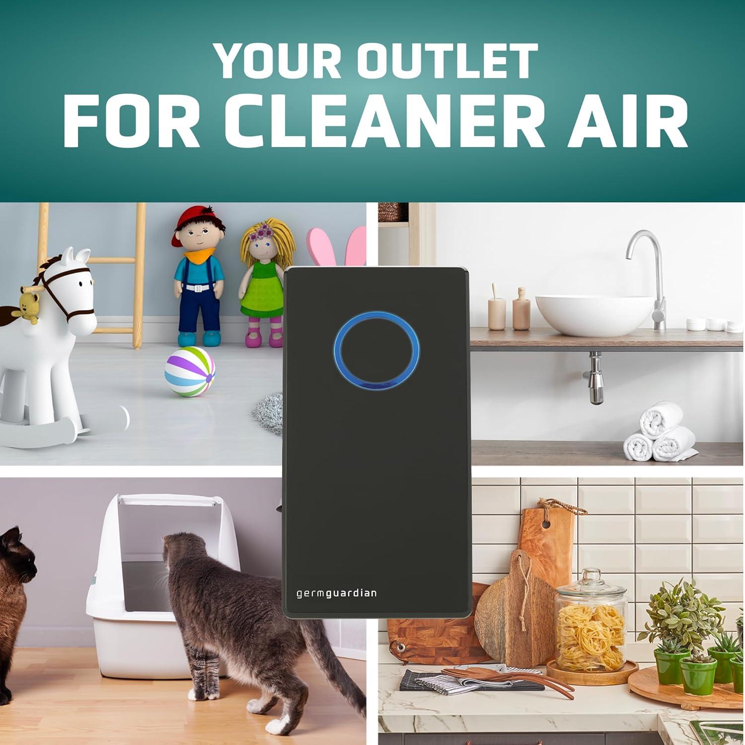 image:imageGerm Guardian GG1100B 7 Pluggable Small Air Purifier Small Room Wall Air Sanitizer Freshens Air UVC Light Kills Germs Reduces Odors From Pets Cooking Mold GermGuardian 1Yr Wty BlackBlack Onyx