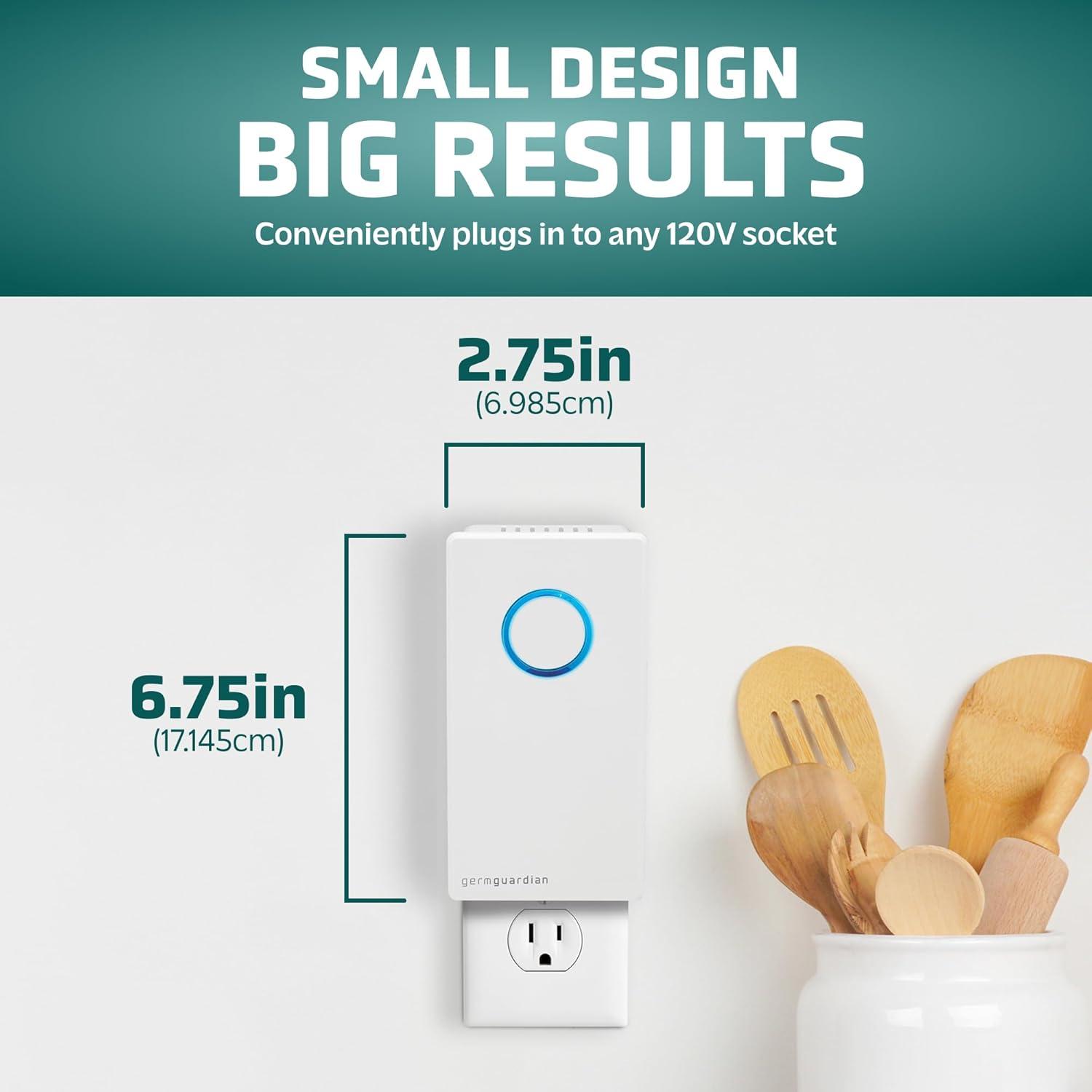 image:imageGerm Guardian GG1100B 7 Pluggable Small Air Purifier Small Room Wall Air Sanitizer Freshens Air UVC Light Kills Germs Reduces Odors From Pets Cooking Mold GermGuardian 1Yr Wty BlackWhite