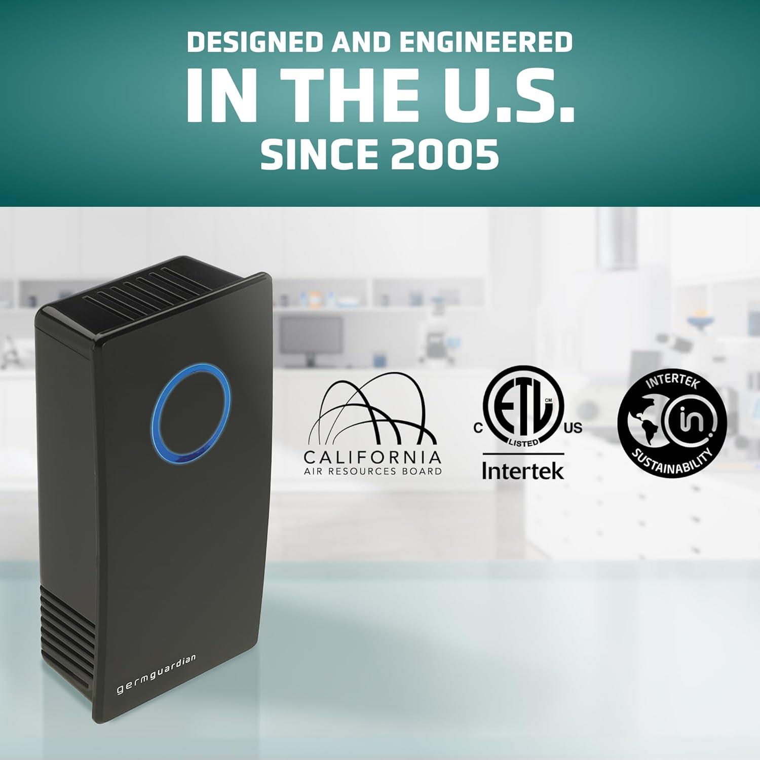 image:imageGerm Guardian GG1100B 7 Pluggable Small Air Purifier Small Room Wall Air Sanitizer Freshens Air UVC Light Kills Germs Reduces Odors From Pets Cooking Mold GermGuardian 1Yr Wty BlackBlack Onyx
