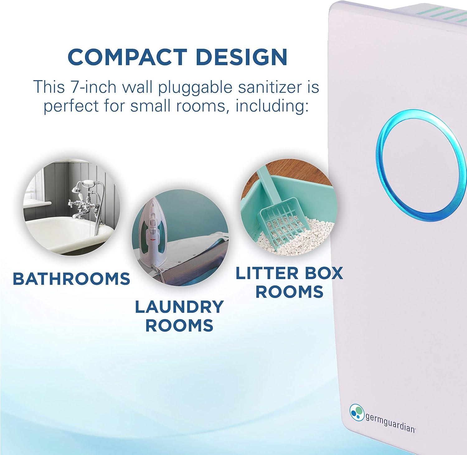 image:imageGerm Guardian GG1100B 7 Pluggable Small Air Purifier Small Room Wall Air Sanitizer Freshens Air UVC Light Kills Germs Reduces Odors From Pets Cooking Mold GermGuardian 1Yr Wty BlackWhite