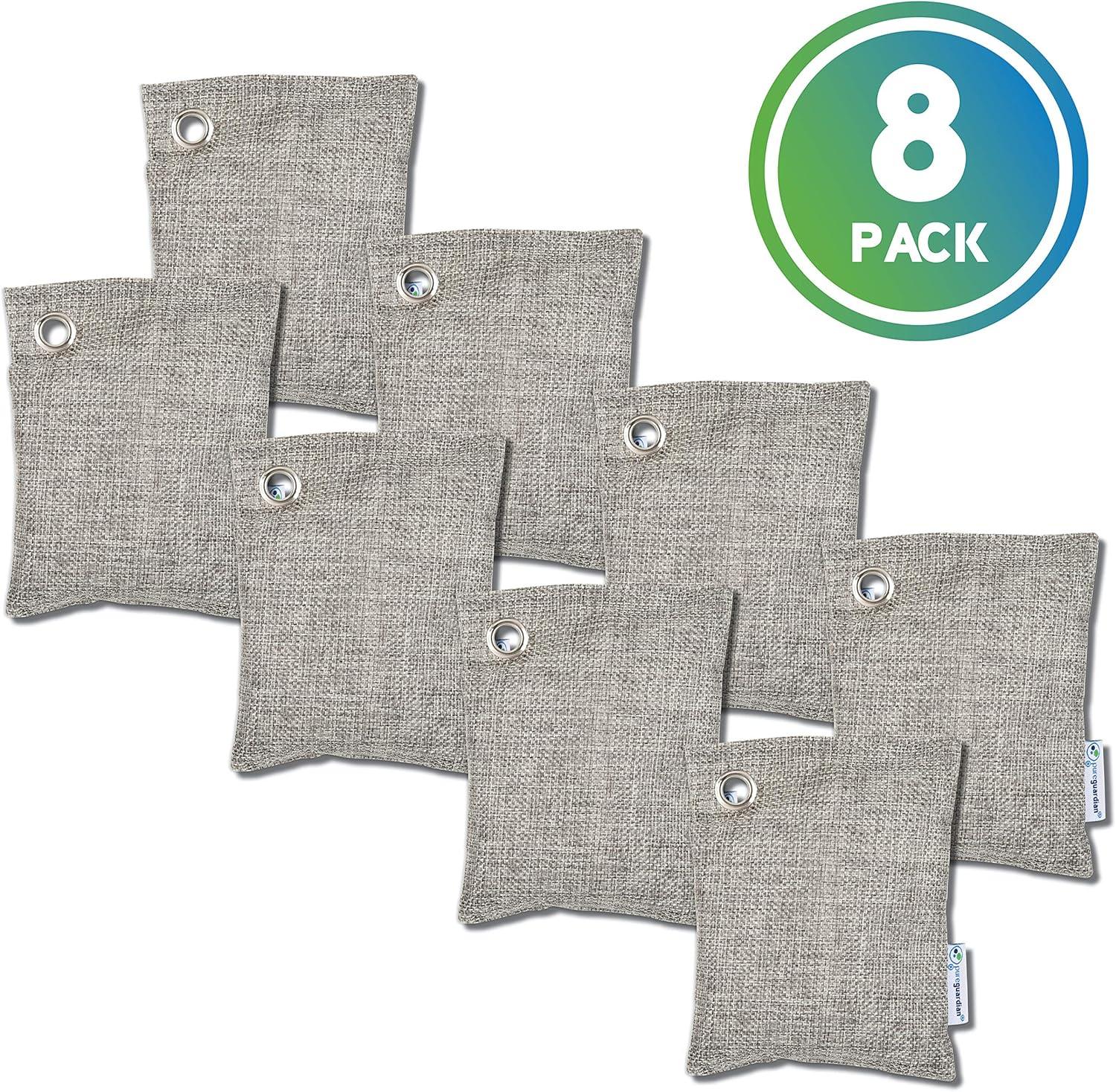 image:imagePureGuardian CB100 Bamboo Charcoal Air Purifying Bag EcoFriendly Naturally Absorbs Odors Excess Moisture and Pollutants 100g 4Pack GrayCB1008PK