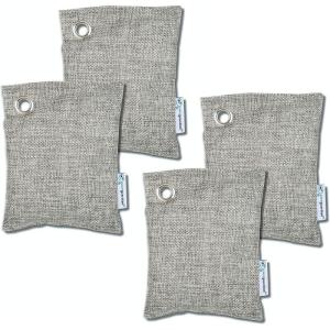 PureGuardian CB100 Bamboo Charcoal Air Purifying Bag, Eco-Friendly, Naturally Absorbs Odors, Excess Moisture and Pollutants, 100g, 4-Pack, Gray(CB1004PK)
