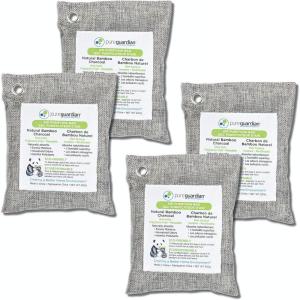 PureGuardian CB200 Bamboo Charcoal Air Purifying Bag, Eco-Friendly, Naturally Absorbs Odors, Excess Moisture and Pollutants, 200g, 4-Pack, Gray(CB2004PK)