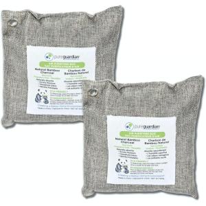 PureGuardian CB500 Bamboo Charcoal Air Purifying Bag, Eco-Friendly, Naturally Absorbs Odors, Excess Moisture and Pollutants, 500g, 2-Pack, Gray(CB5002PK)