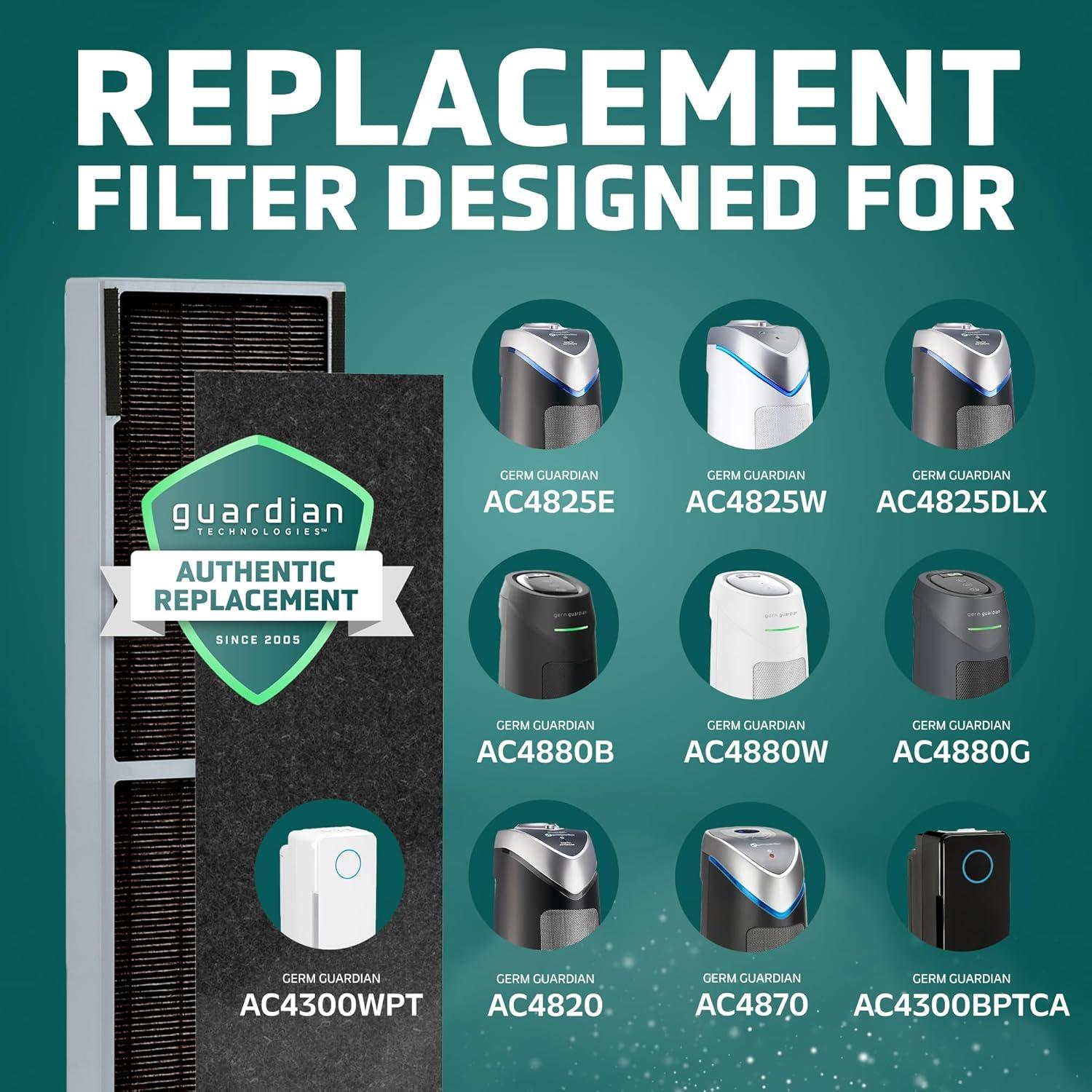 image:imageGermGuardian Air Filter B Genuine Smoke Clear HEPA Replacement Air Purifier Filter Wildfire Smoke Removes 9997 of Pollutants Smoke Toxins for AC4825 AC4300 AC4880 AC4900 CDAP4500 FLT4825SM48 x 158 x 13 Pack of 4