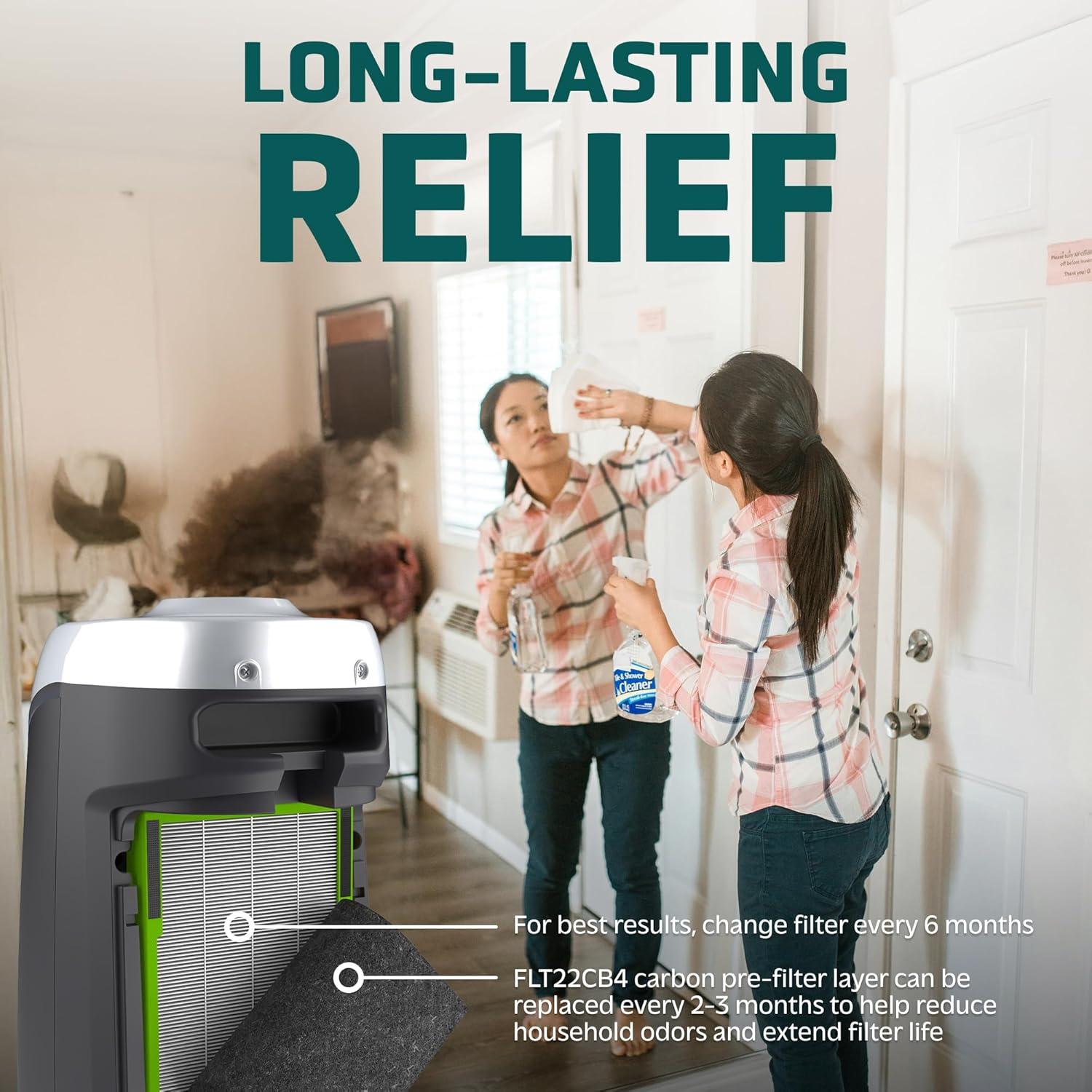 image:imageGermGuardian Air Filter B Genuine Toxin Clear HEPA Replacement Air Purifier Filter Removes 9997 of Pollutants Common VOCs Household Toxins AC4825 AC4300 AC4880 AC4900 CDAP4500 FLT4825VO48 x 158 x 13 Pack of 4