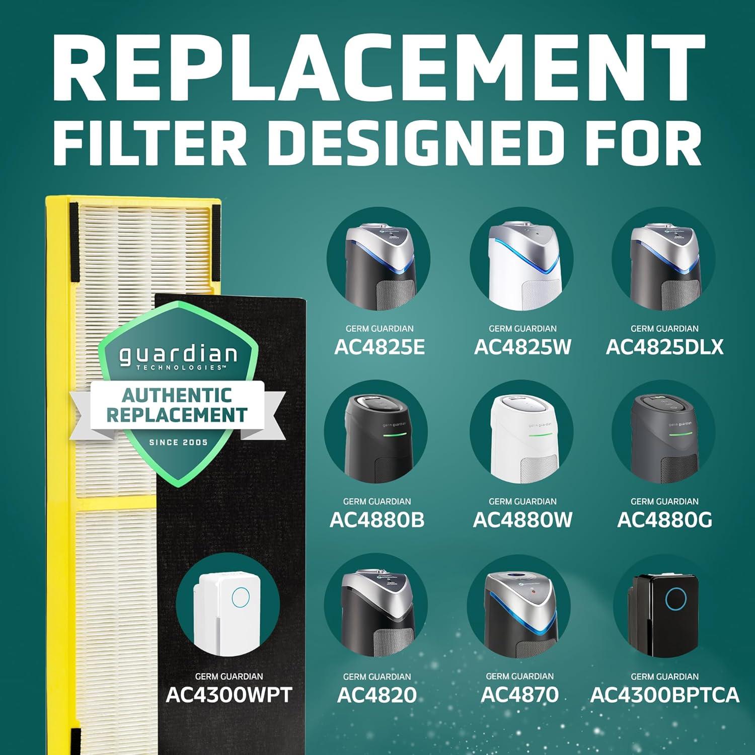 image:imageGermGuardian HEPA Pure Genuine Air Purifier Filter B Removes 9997 of Pollutants Wildfire Smoke Odors for AC4825 AC4300 AC4900 AC4880 AC4850 CDAP4500 2Pack BlackYellow FLT48252PK5 x 16 x 2 Pack of 2