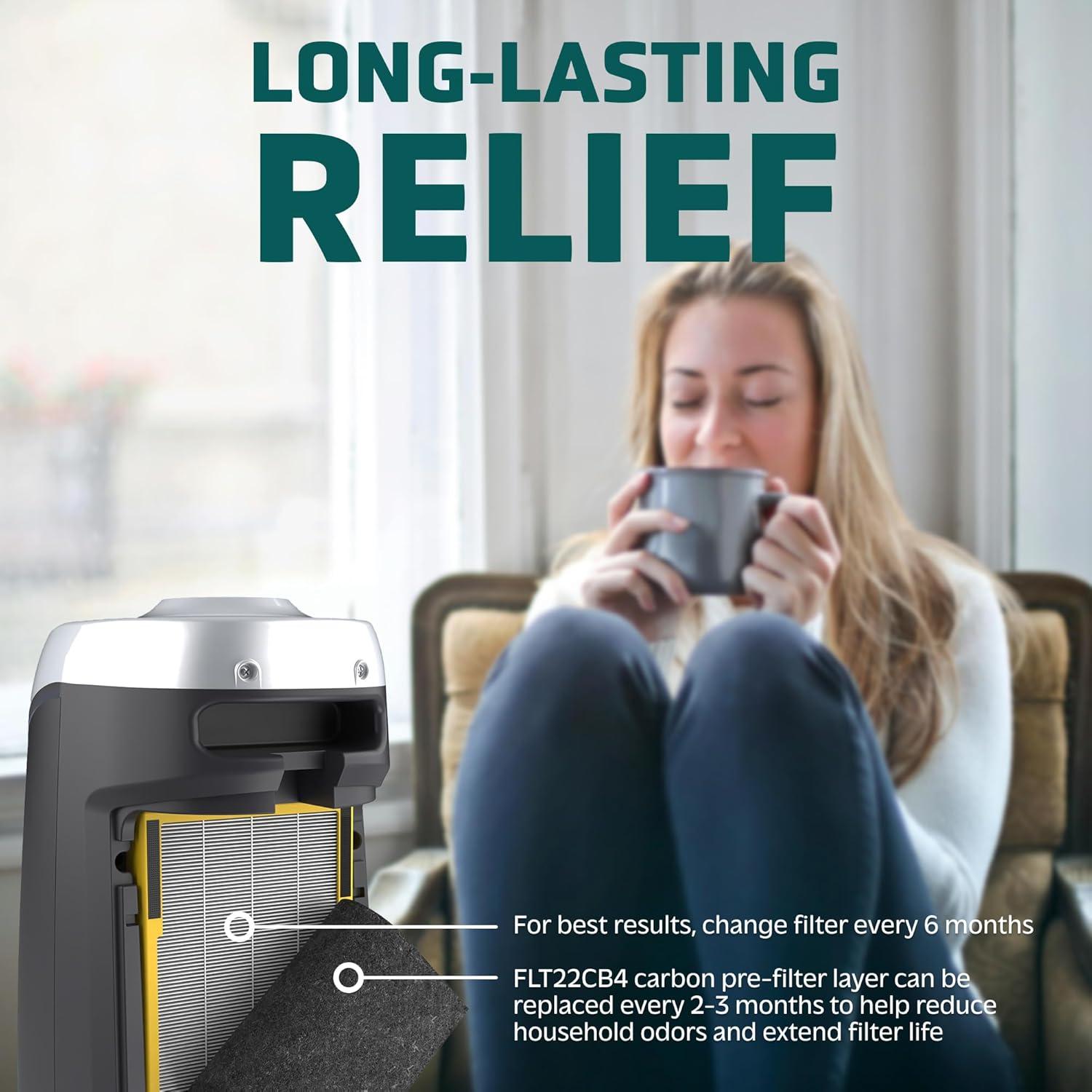 image:imageGermGuardian HEPA Pure Genuine Air Purifier Filter B Removes 9997 of Pollutants Wildfire Smoke Odors for AC4825 AC4300 AC4900 AC4880 AC4850 CDAP4500 2Pack BlackYellow FLT48252PK5 x 16 x 2 Pack of 2